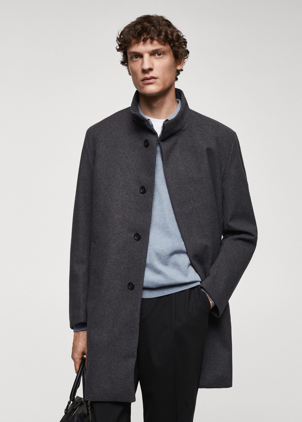 Mango wool funnel neck coat sale