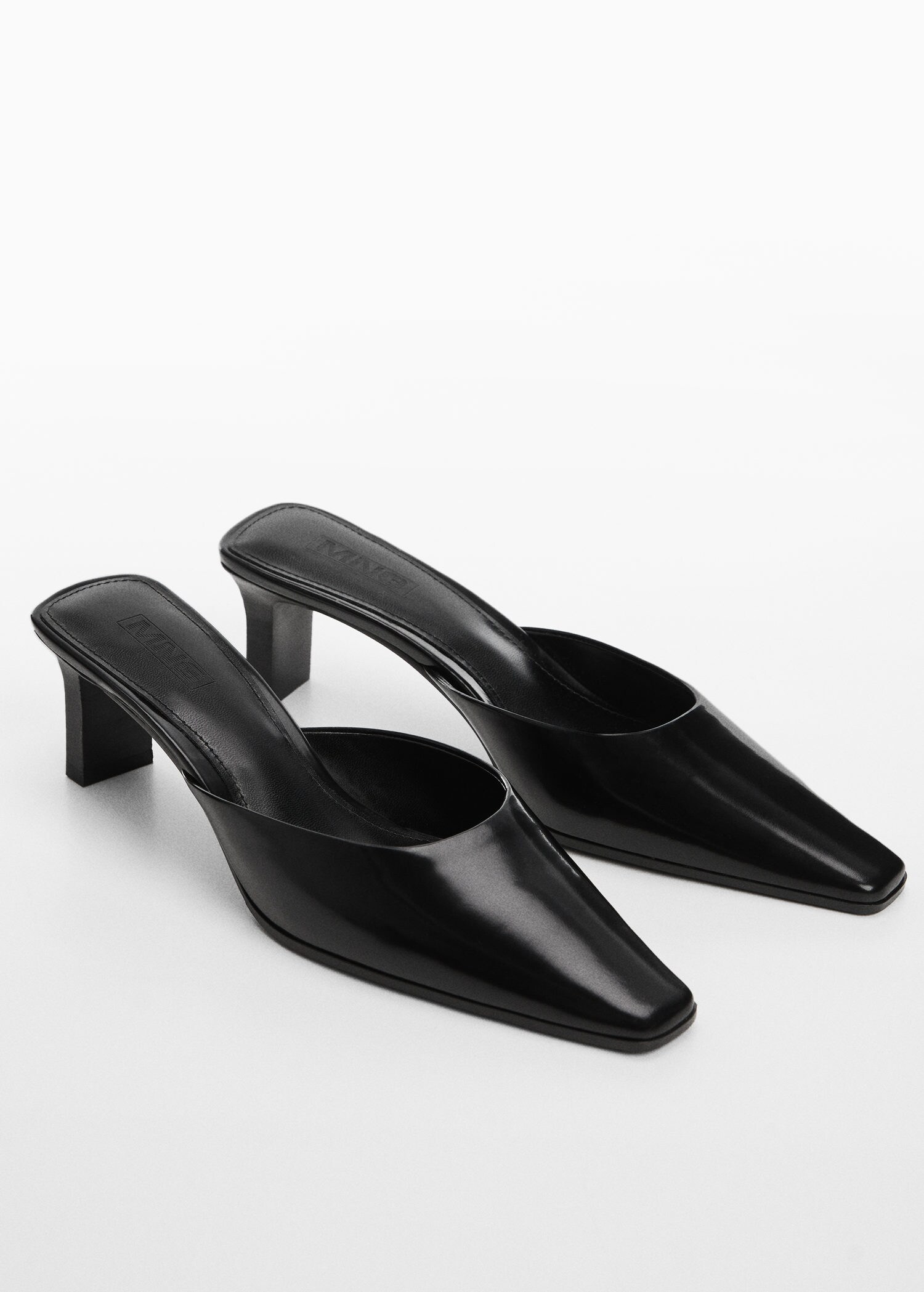 Pointed-toe leather slingback shoes | MANGO