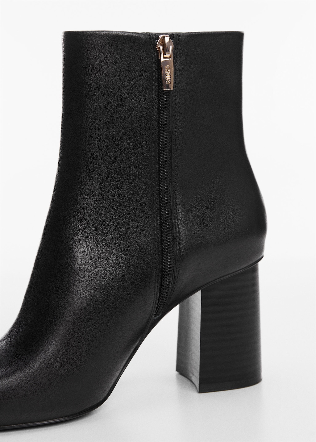 Square toe black leather ankle boots cheap