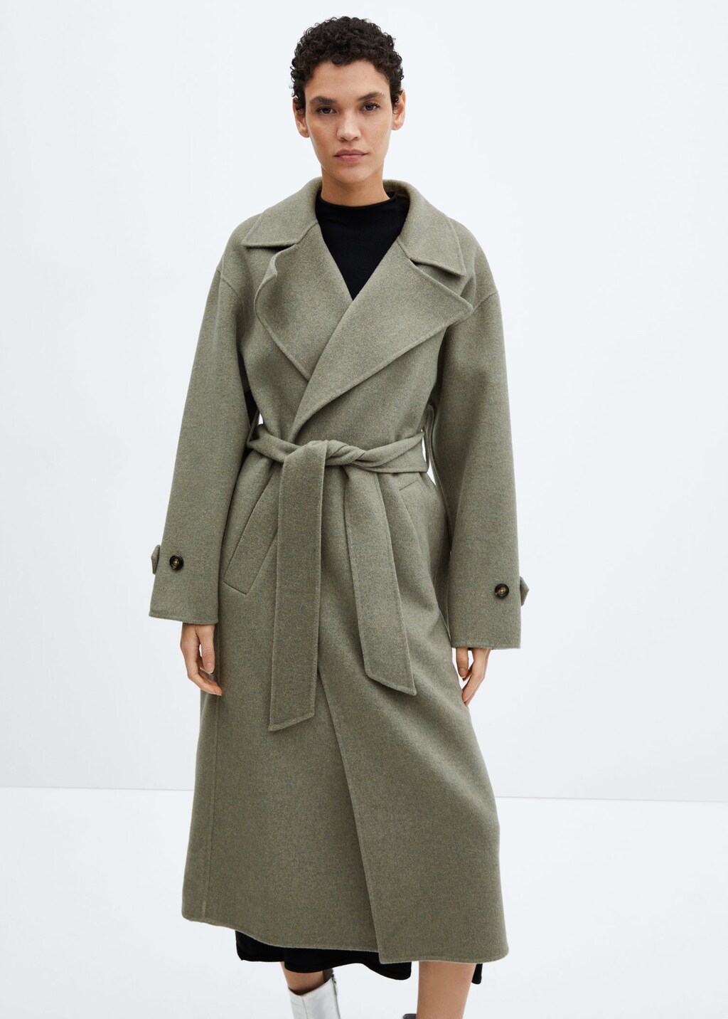 Manteau laine store ceinture femme