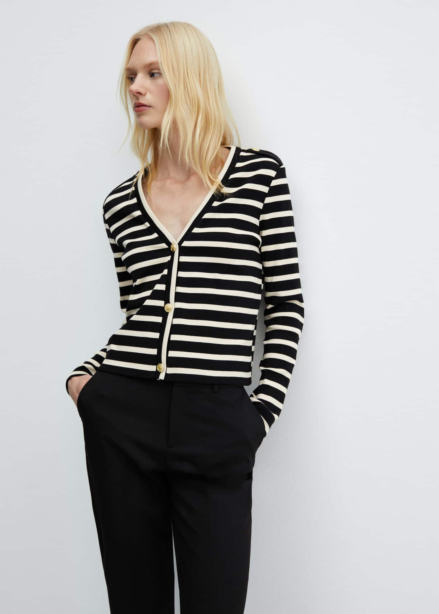 Striped cardigan with buttons | MANGO