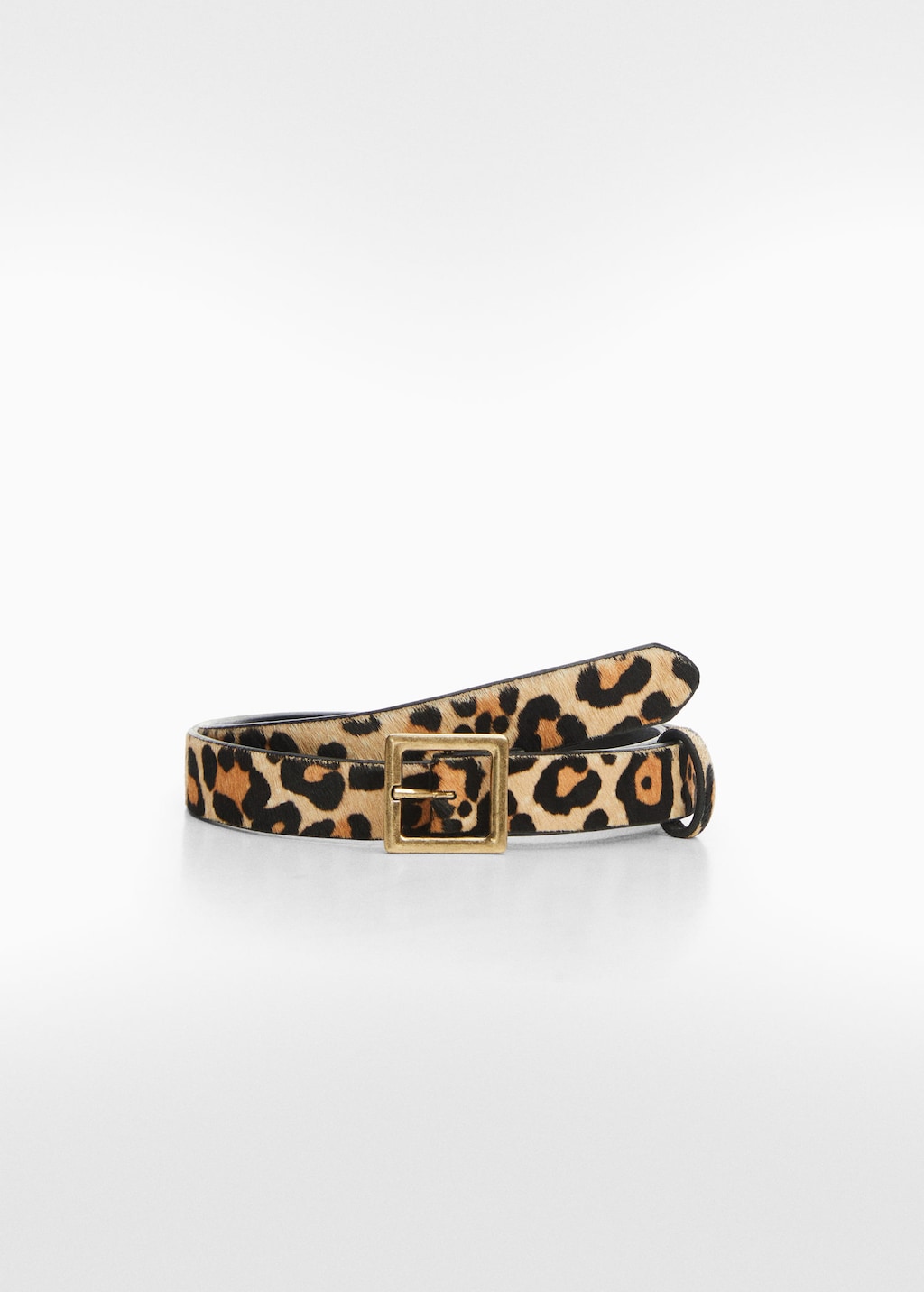 Animal print leather belt