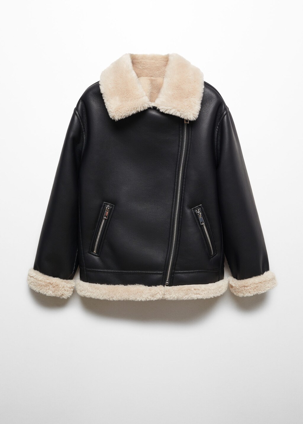 Faux shearling-lined jacket | MANGO