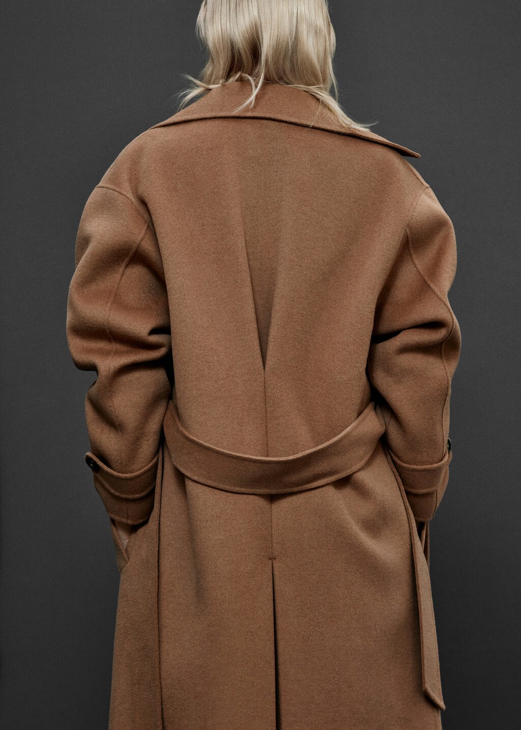 Mango tie waist coat in camel cheap