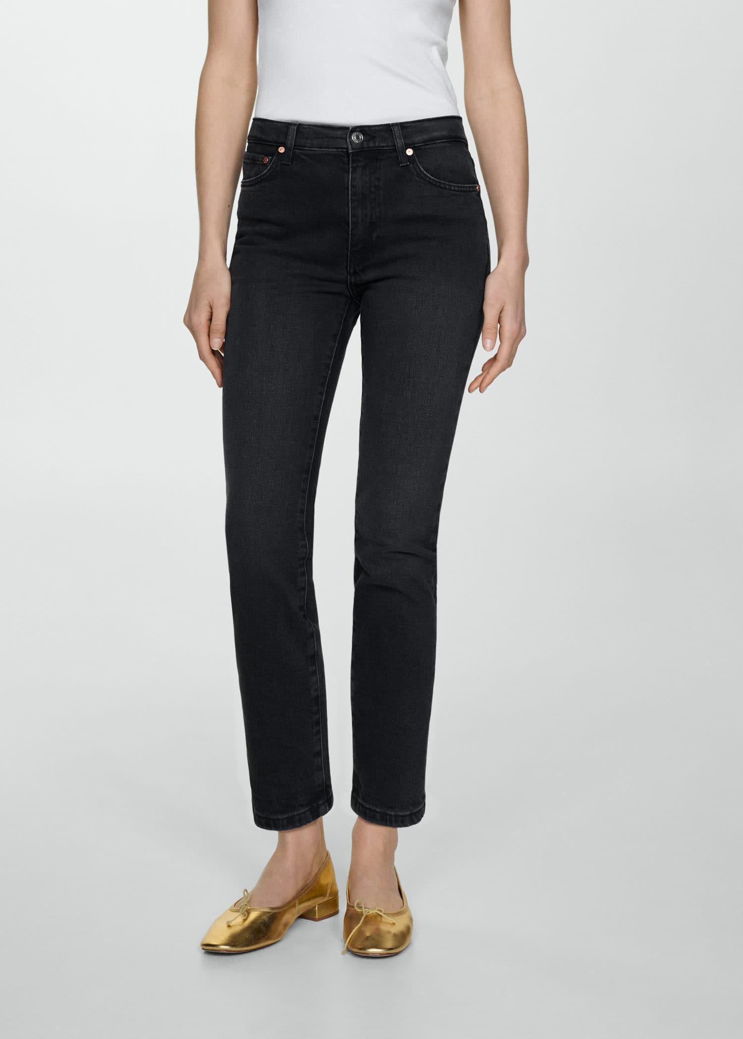 Waxed slim crop jeans
