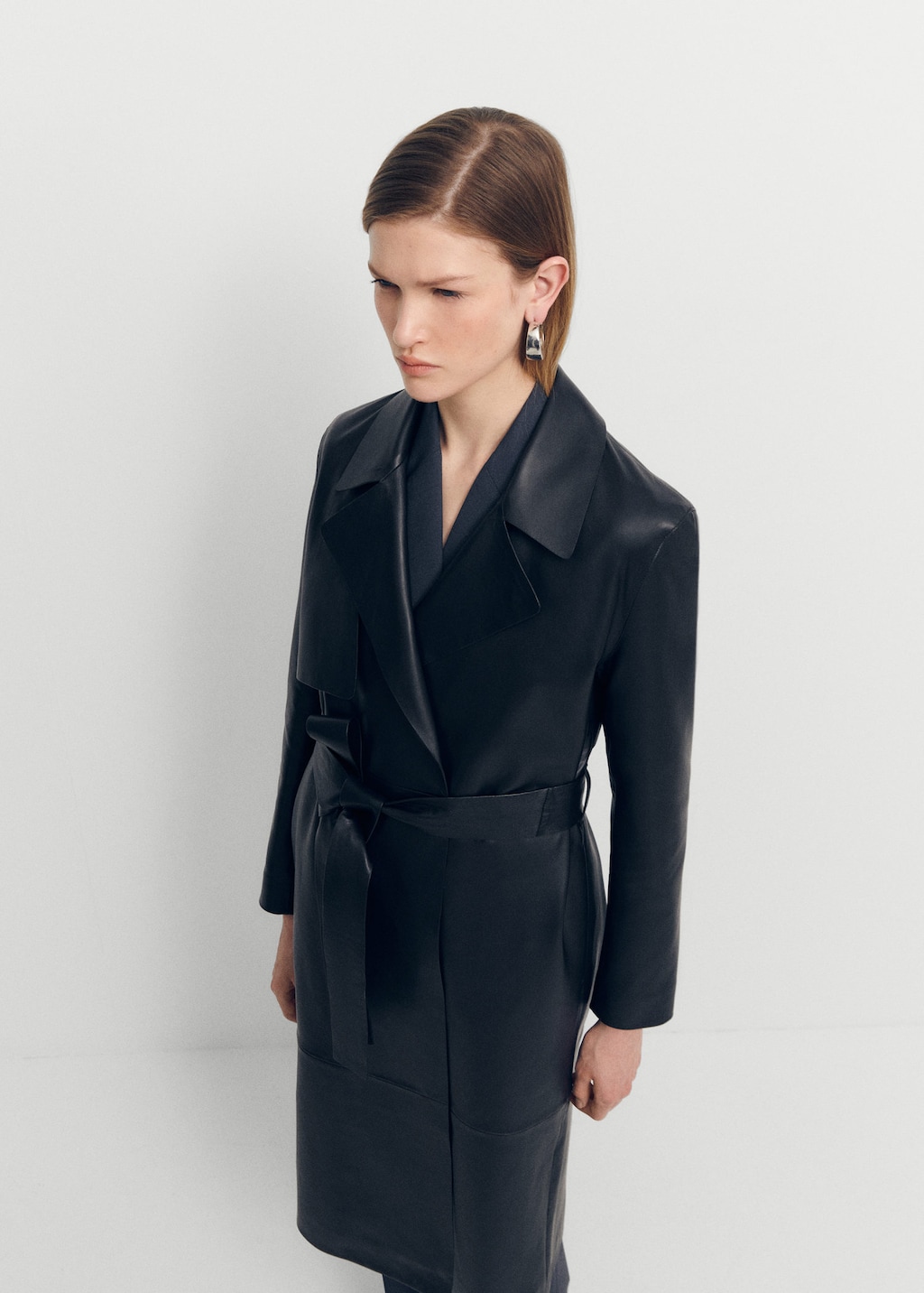 Mango black shop trench coat