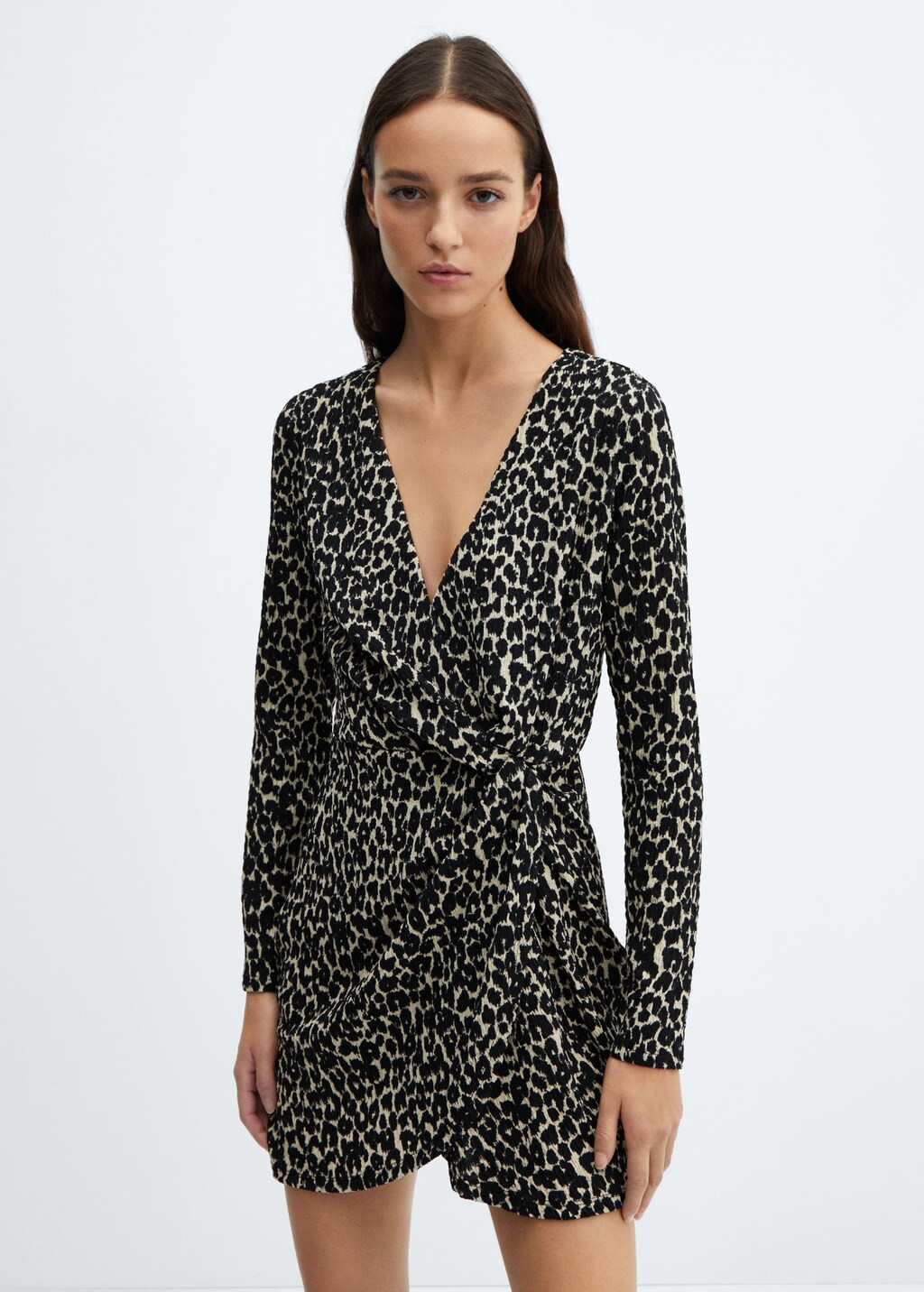 Animal-print textured dress | MANGO