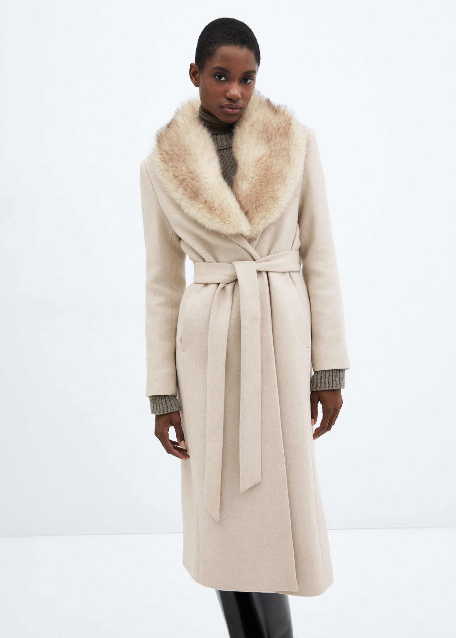 Manteco wool coat with detachable fur collar