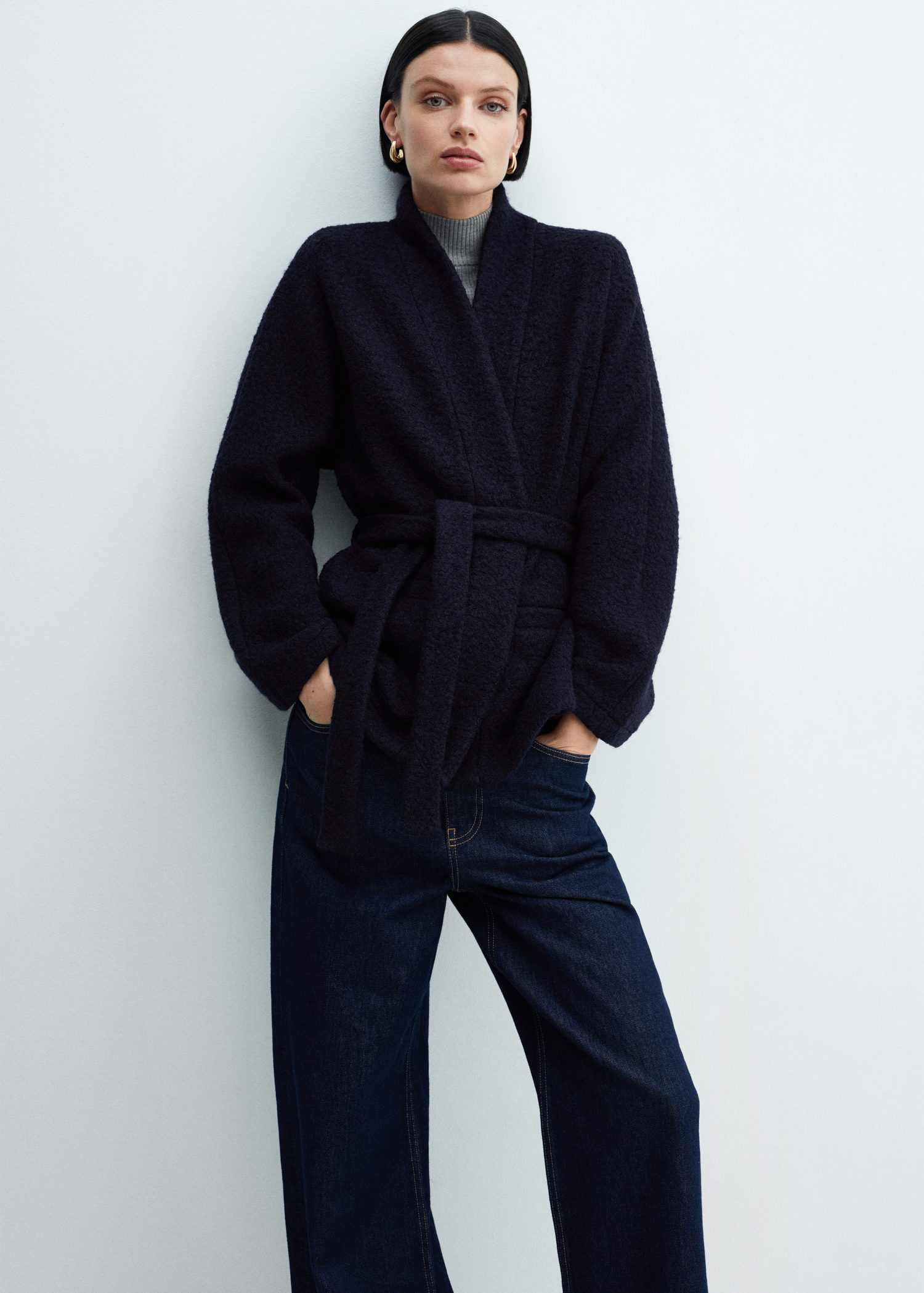 Wool-blend jacket with belt | MANGO