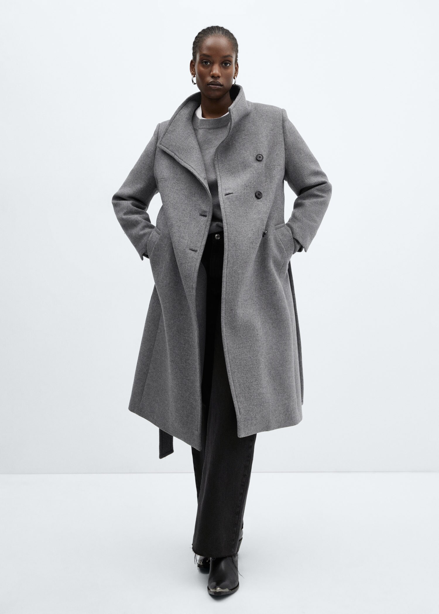 Women's Wool Wrap Coat,Gray Long Wool Coat,Belted Wool Overcoat,Camel Maxi  Wool Coat,Blue Wool Long Coat,Plus size Coat,Black Long wool Coat