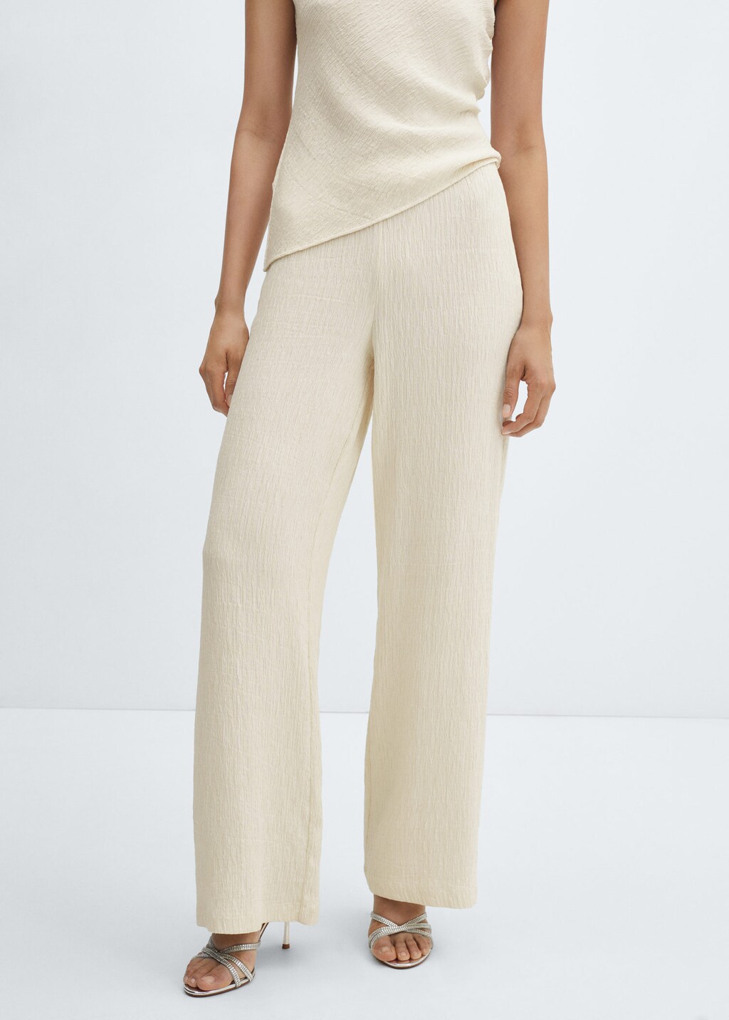 Textured printed trousers