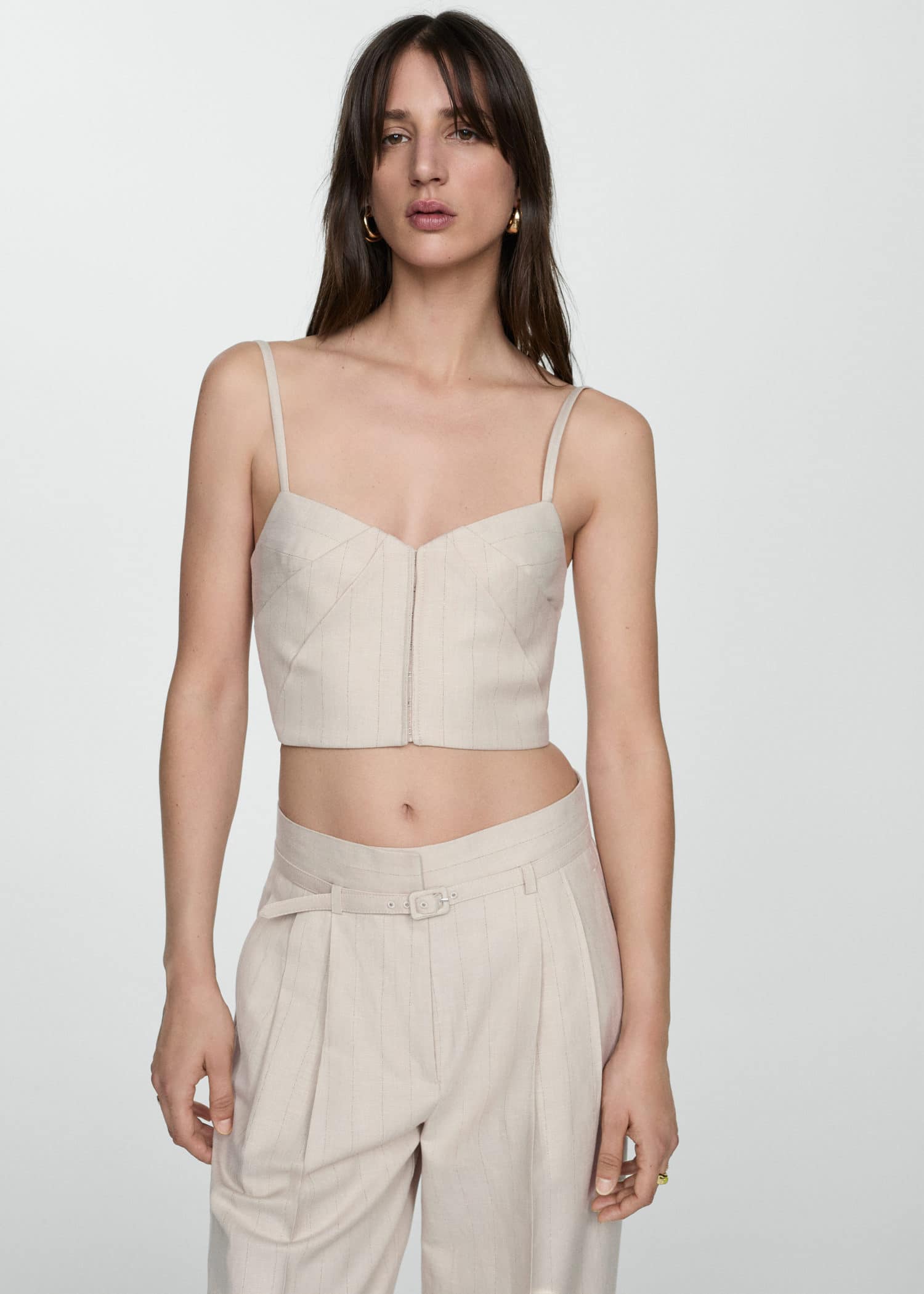 Strapless top with pleat detail