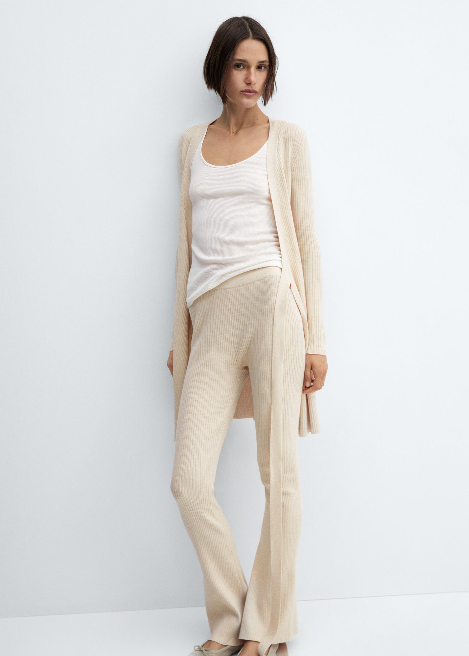 Wideleg ribbed trousers