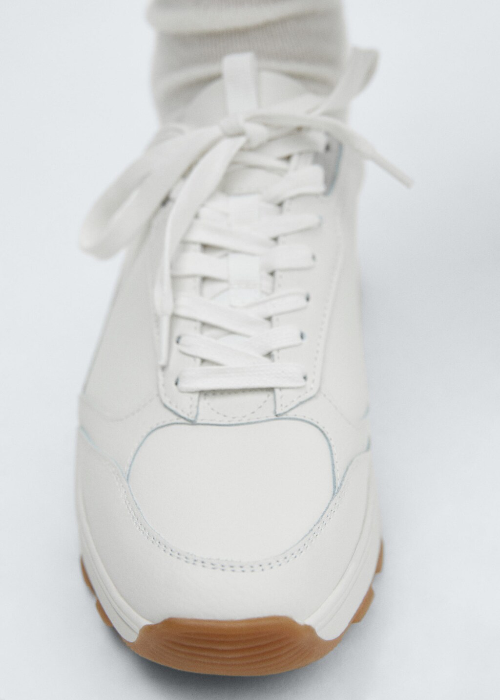 Lace up leather sneakers MANGO