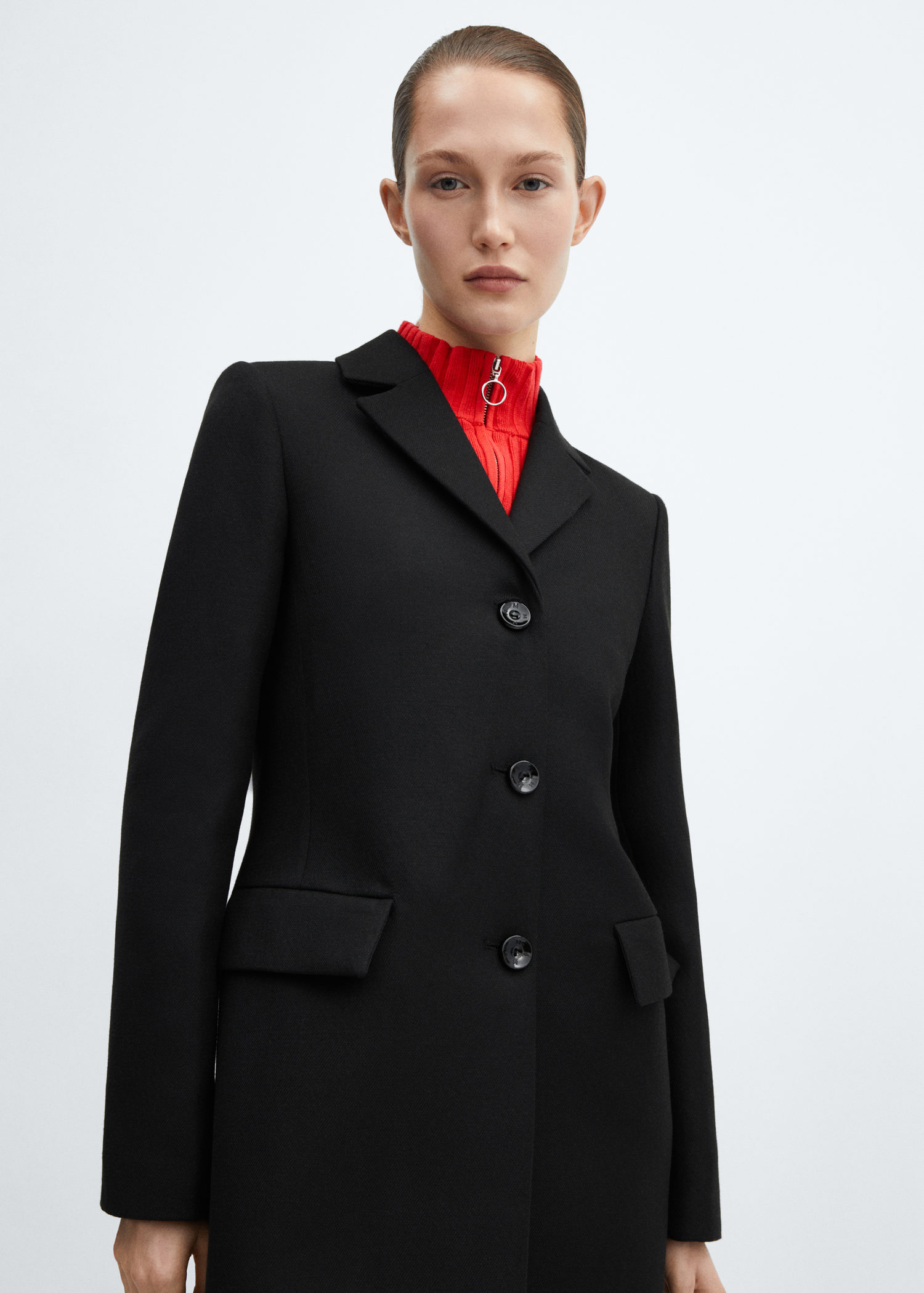 Zip straight-cut coat | MANGO