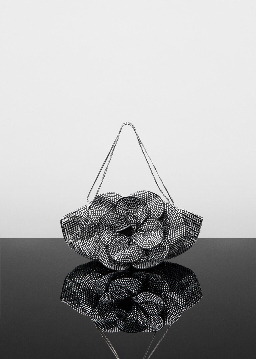 Black and outlet white flower bag