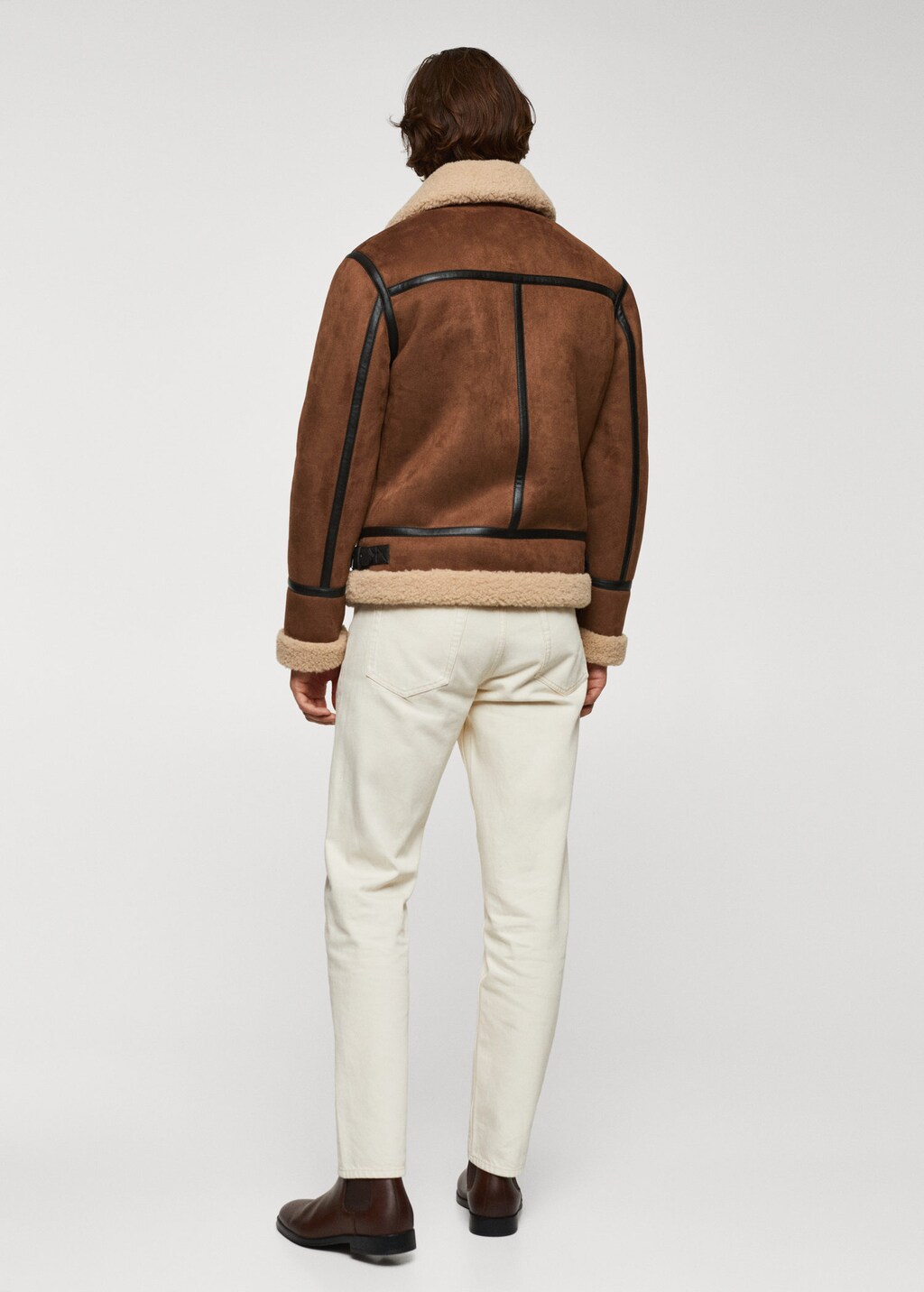 Khaki shearling jacket store