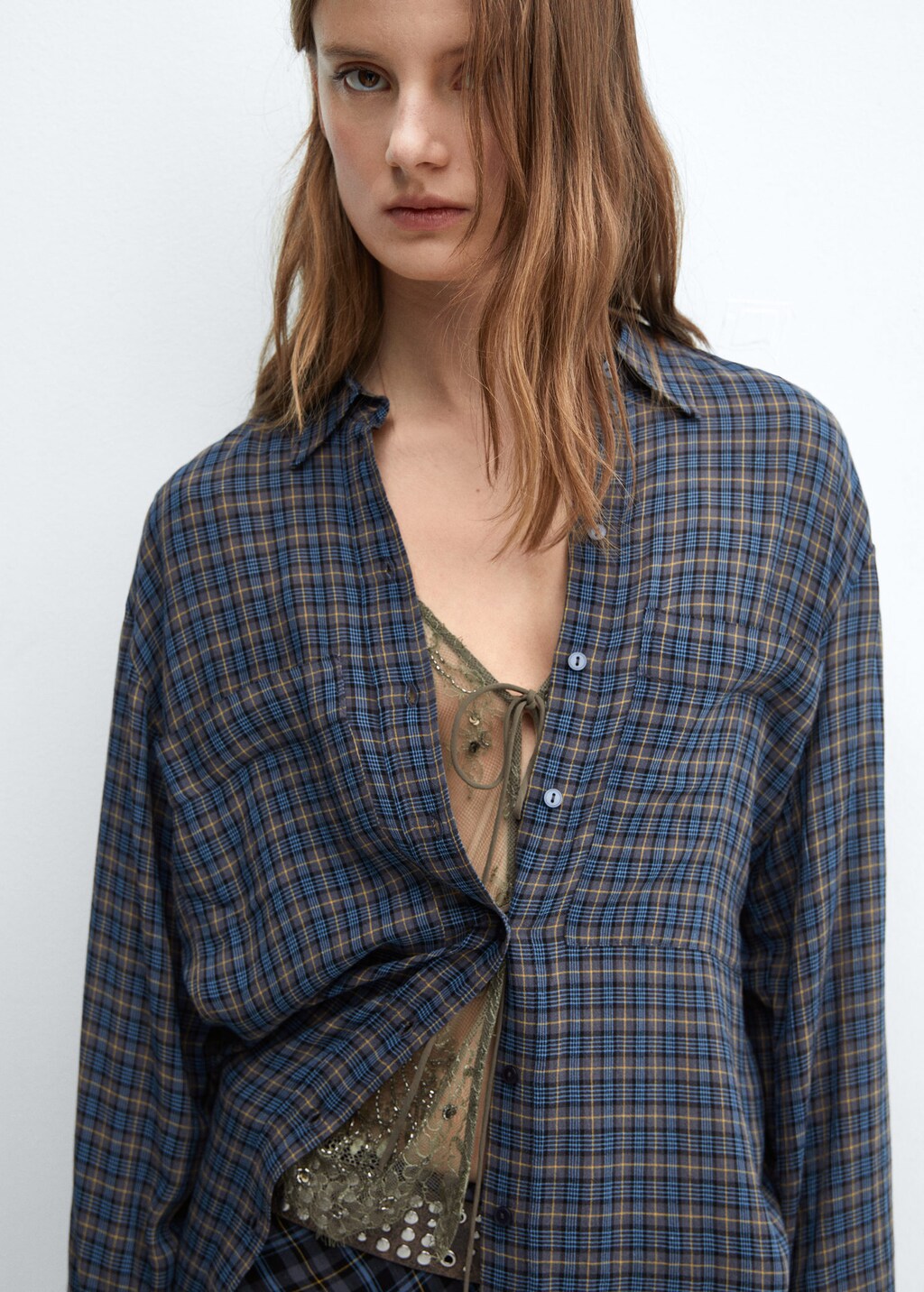 Oversize check shirt | MANGO