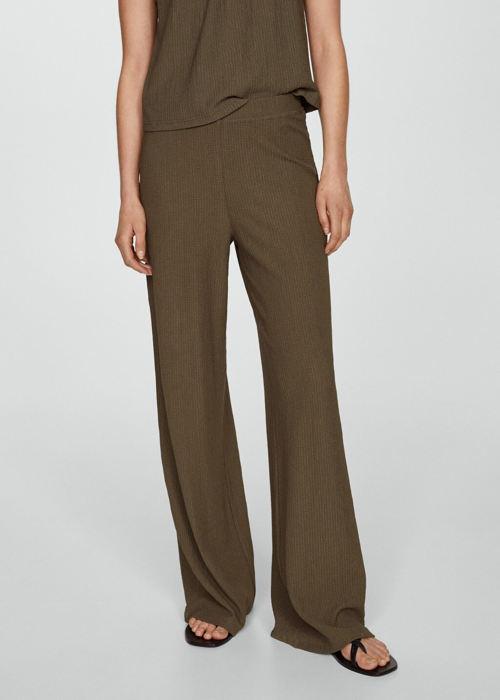 Textured wideleg trousers | MANGO