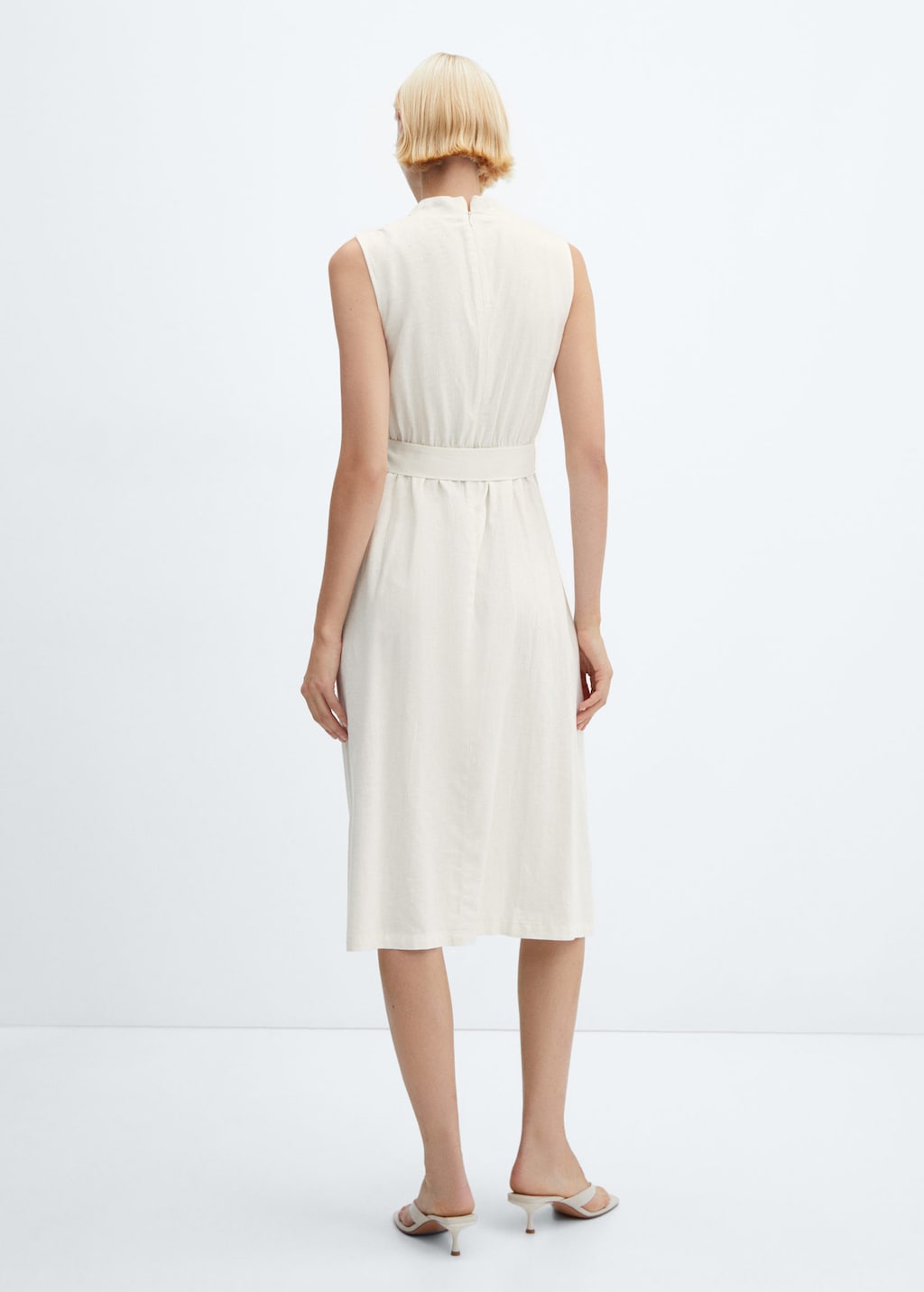 Mango belt cheap linen dress