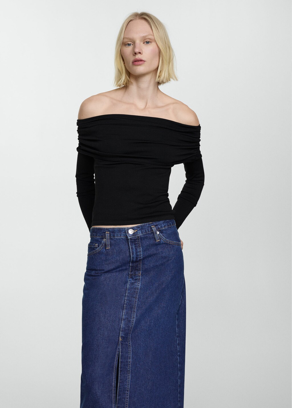 Mango denim midi clearance skirt