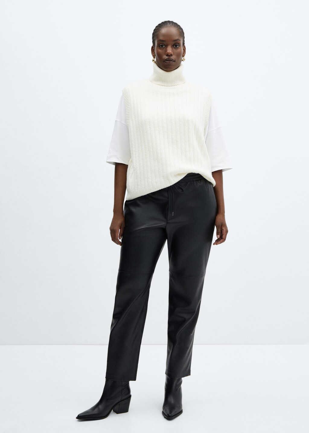 Mango faux deals leather joggers