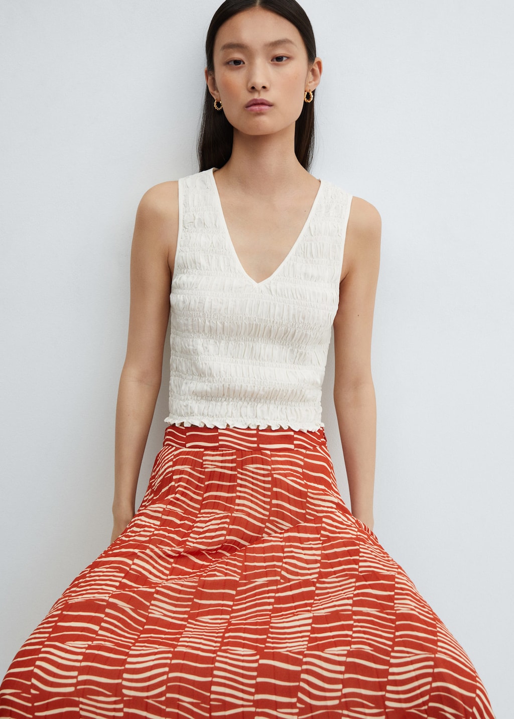 Mango red top midi skirt