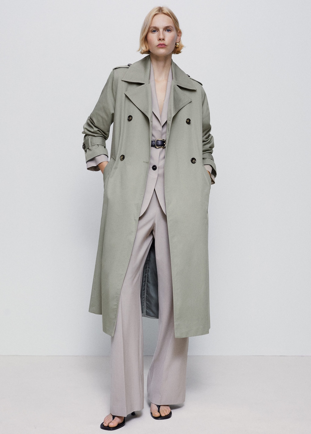Mango button front mid length coat top