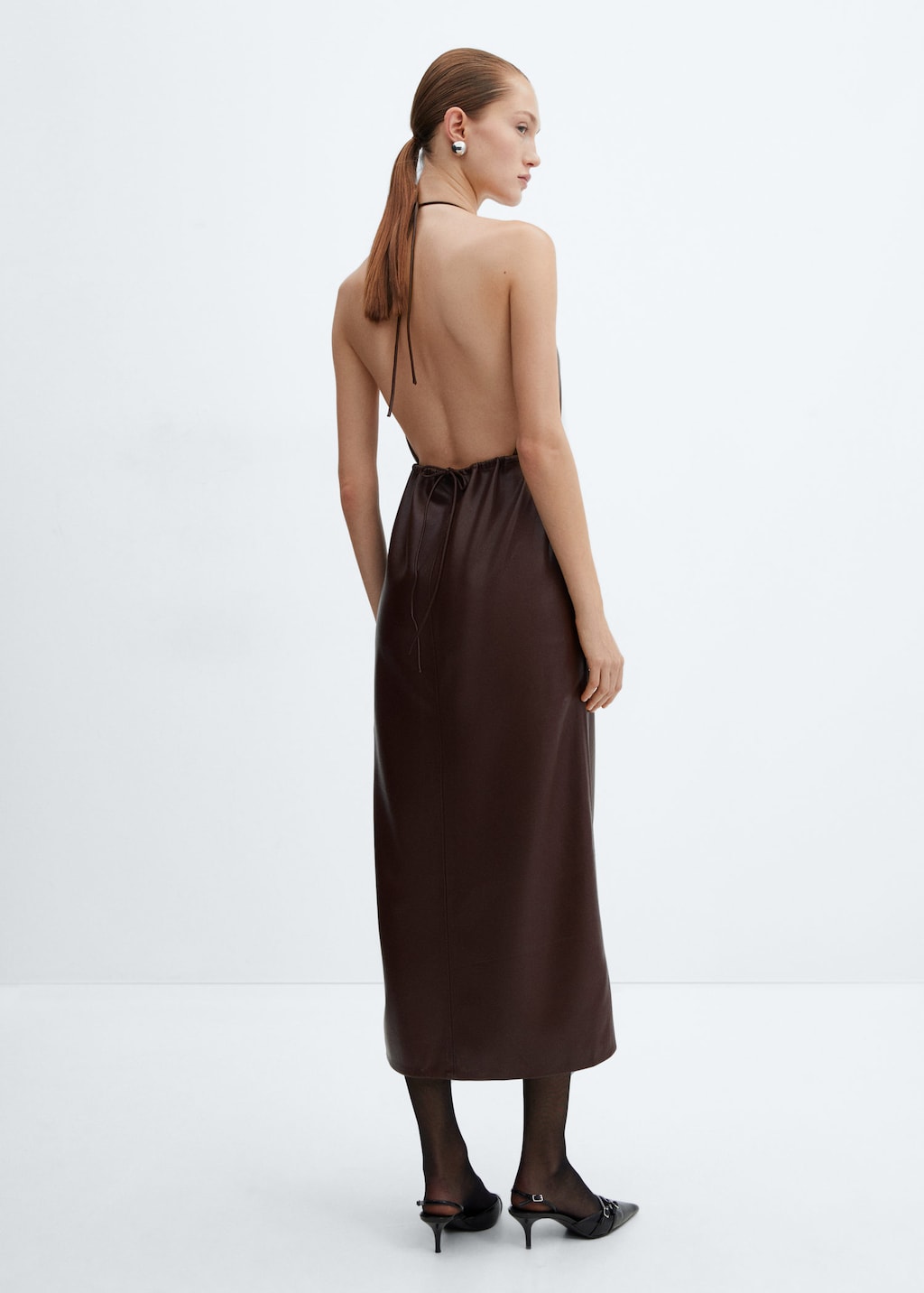 Robe emmanchures am ricaines similicuir MANGO