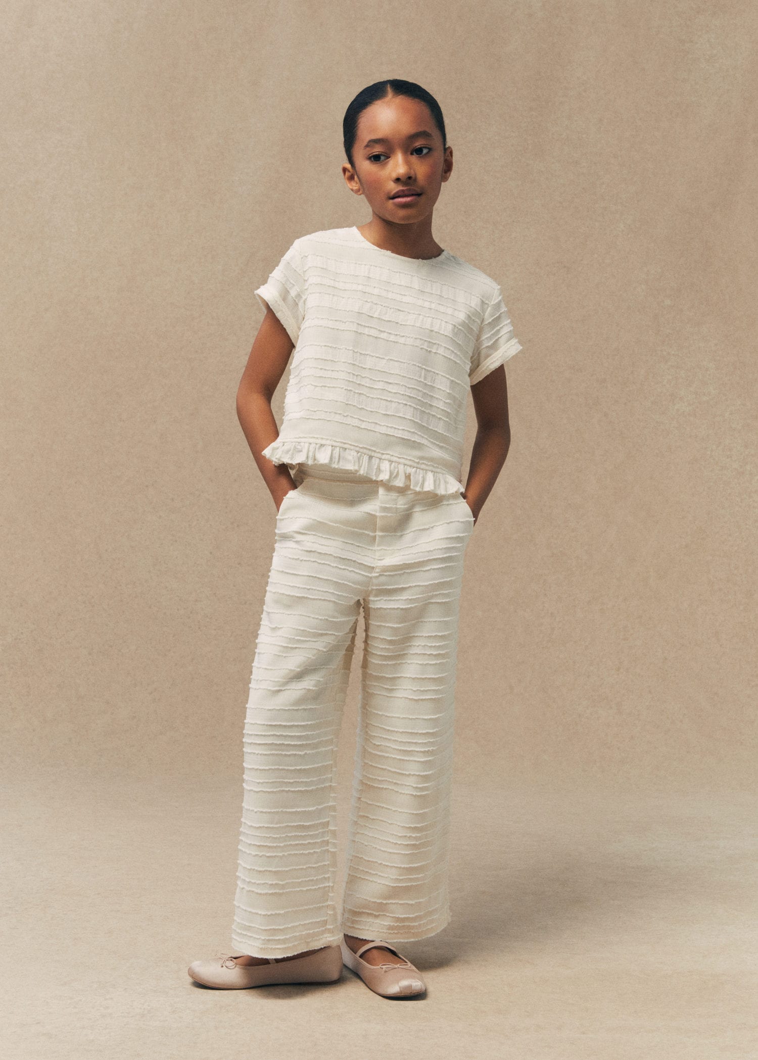 ITATI Drawstring Boys Pants. Comfortable for Kids. White Color.