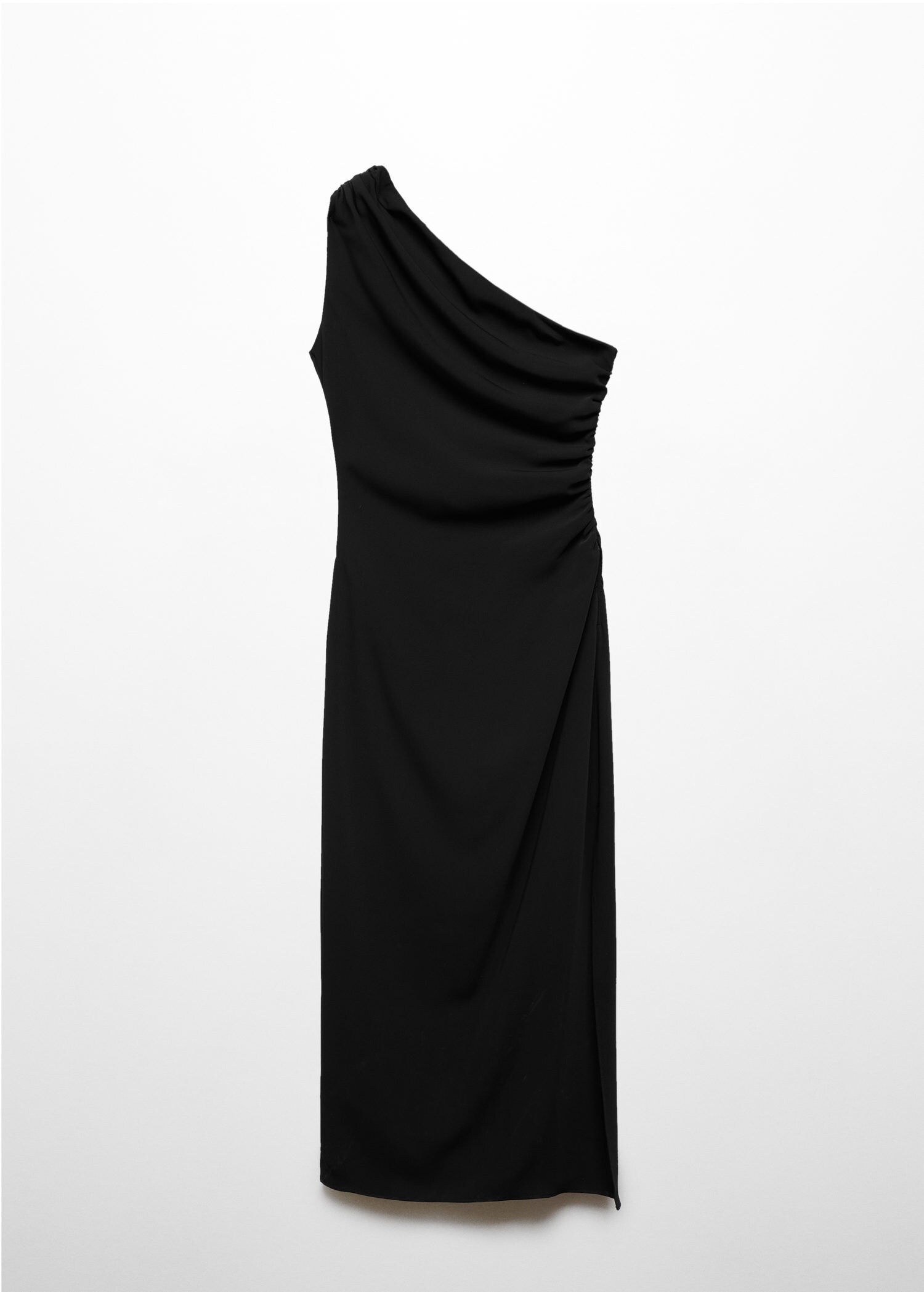 Asymmetrical dress with side slit | MANGO