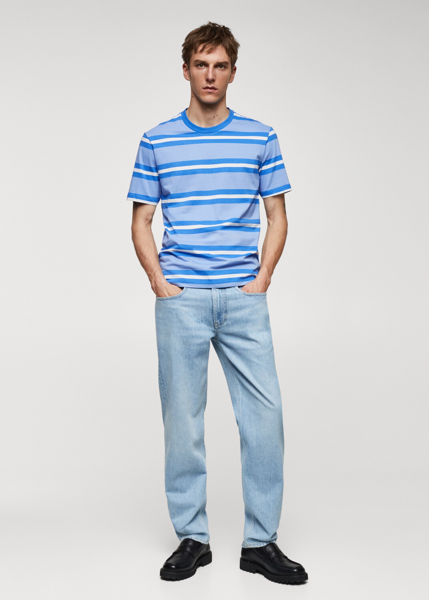 Striped 100% cotton t-shirt - General plane