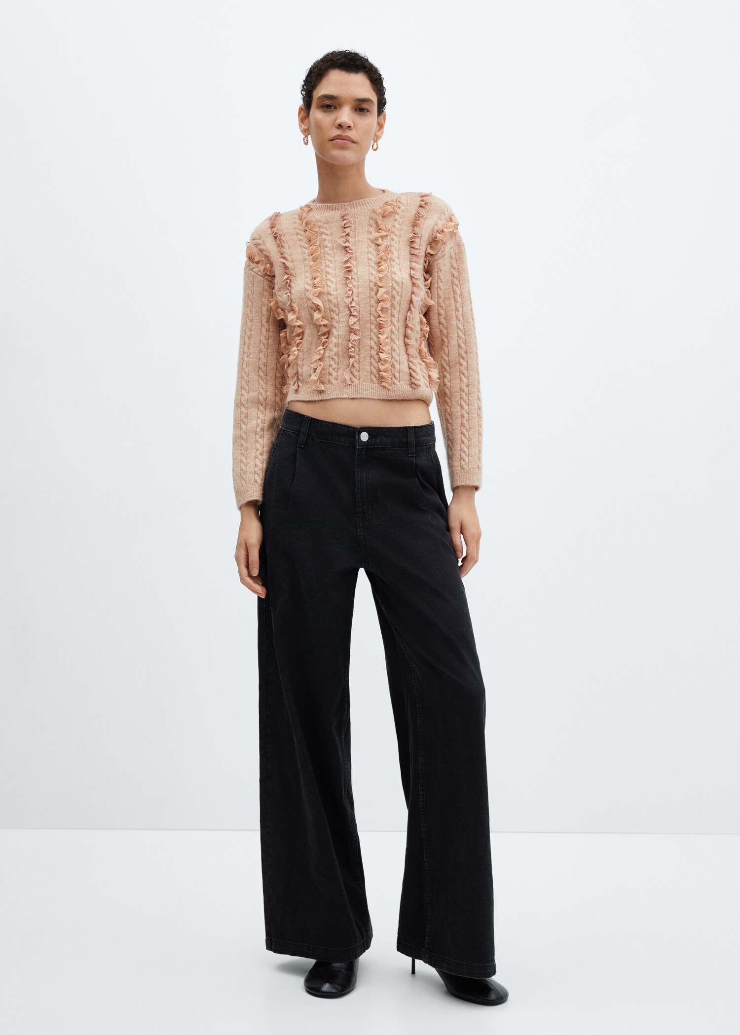 Ruffled crop sweater - General plane