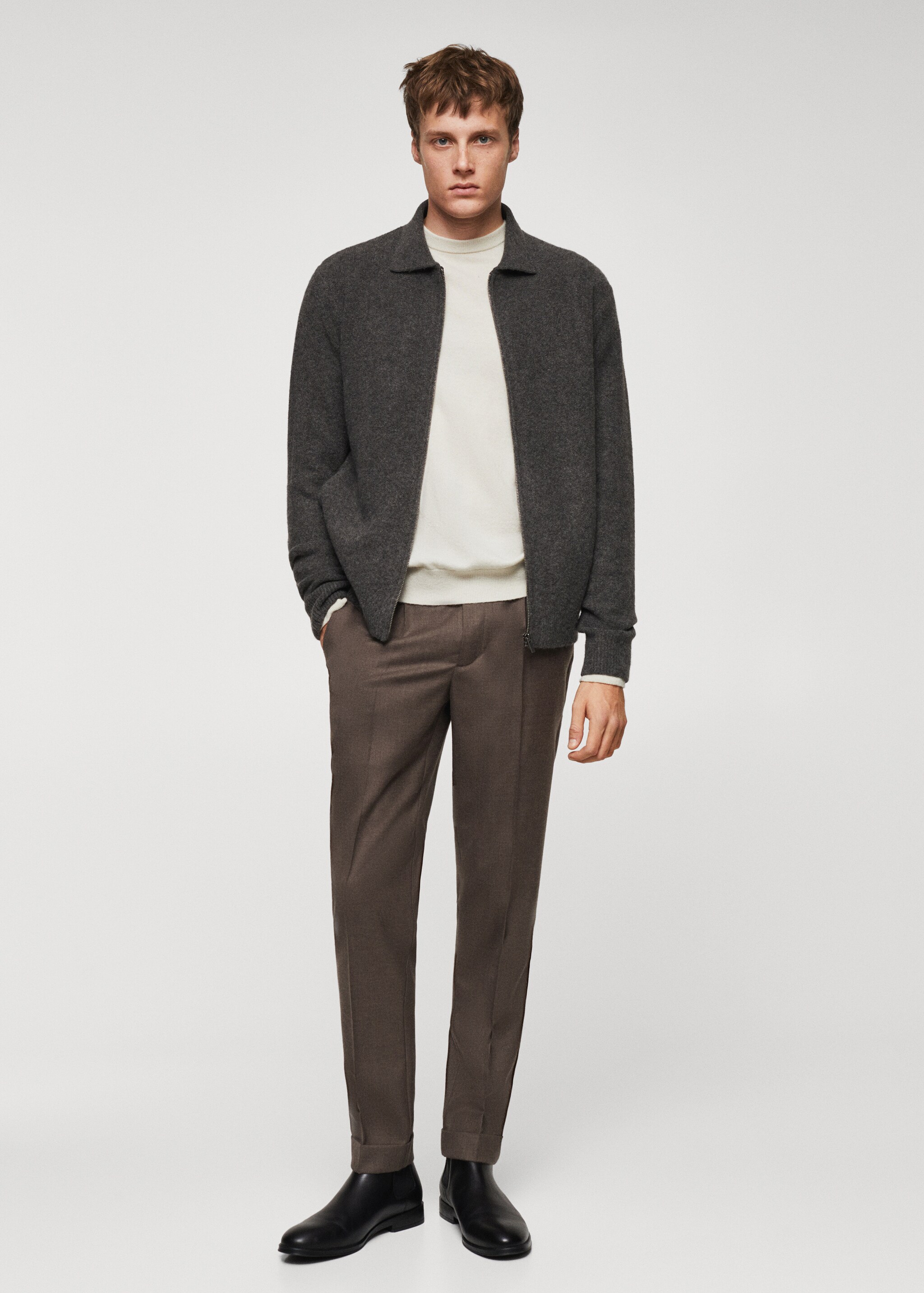 Pleat detail wool trousers - General plane