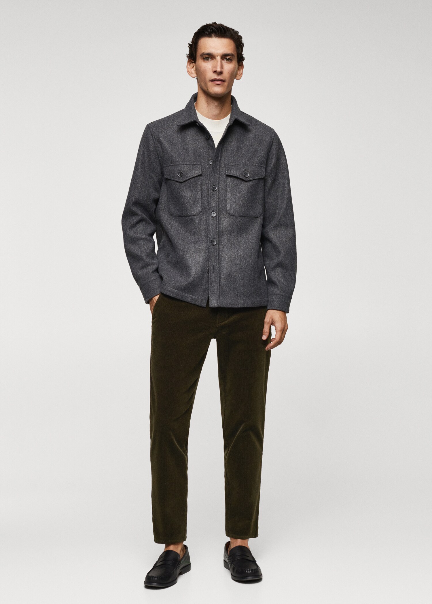 Corduroy slim-fit trousers with drawstring - General plane