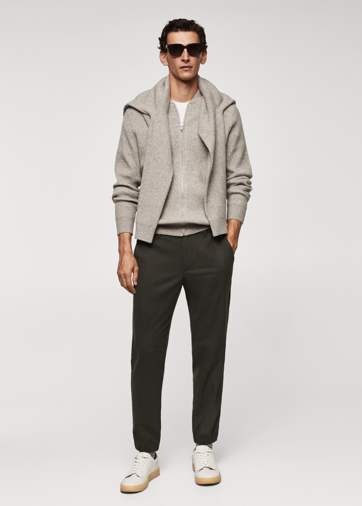 Slim-fit jogger trousers with drawstring  - General plane