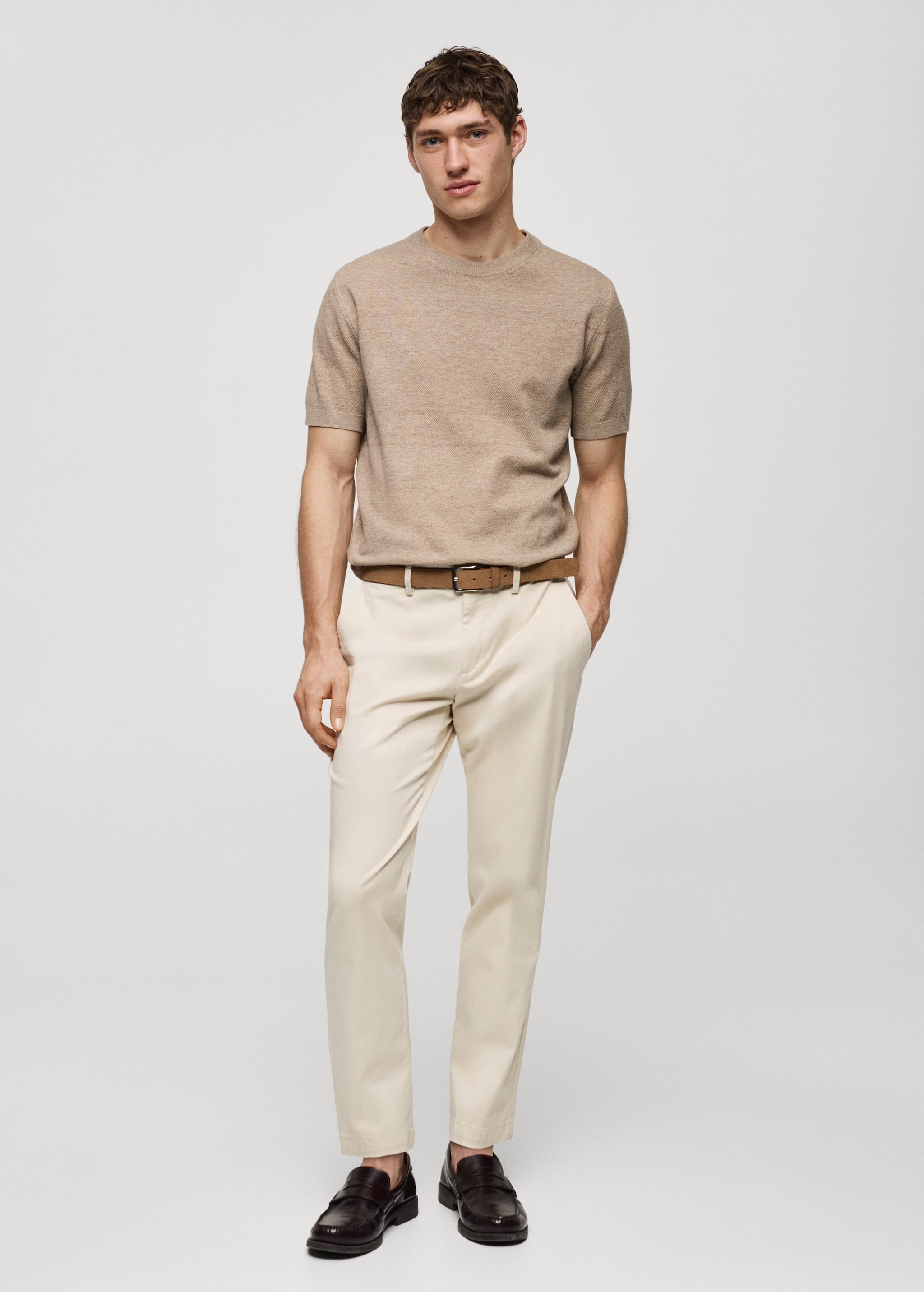 Cotton tapered crop pants - General plane