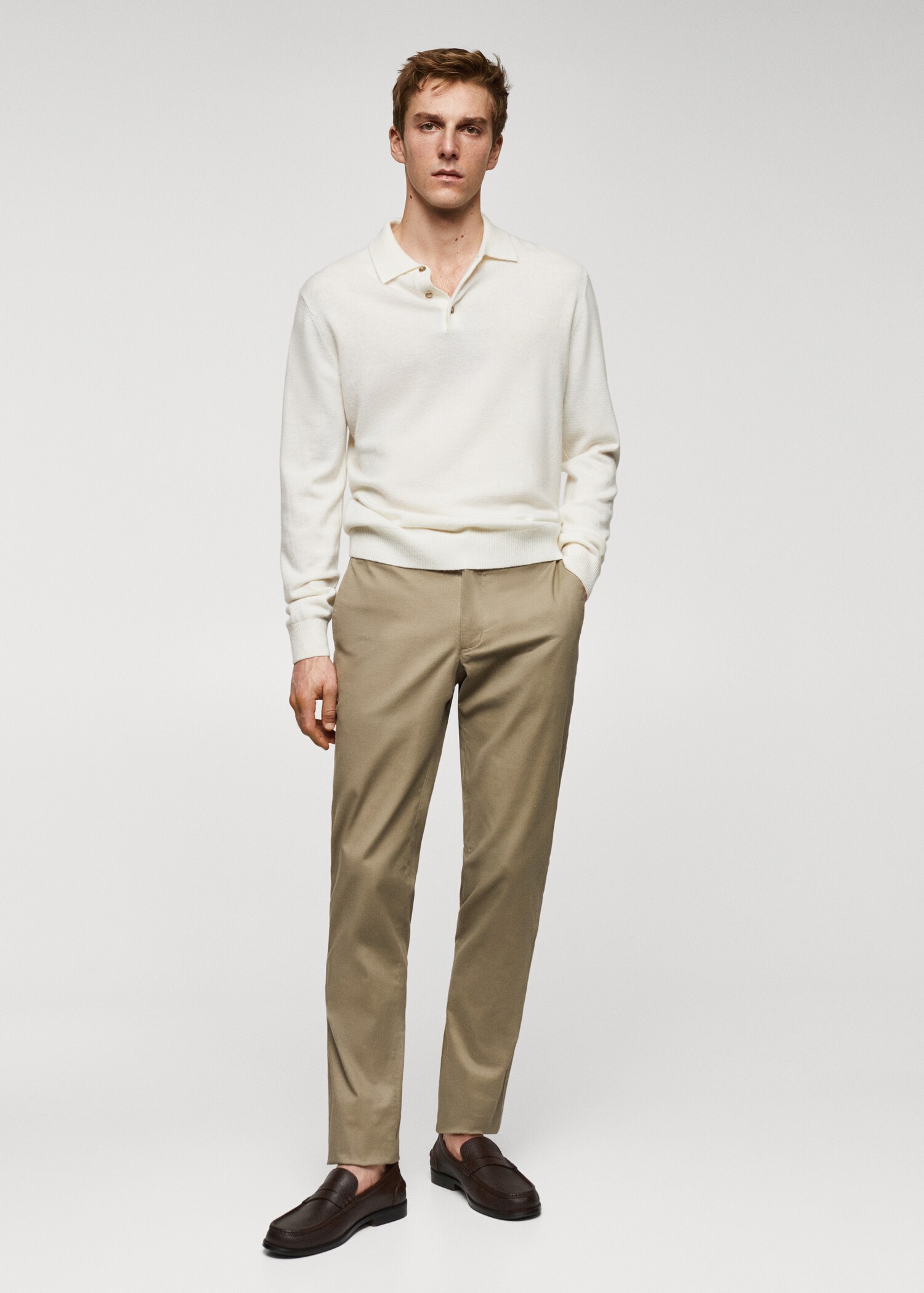 Slim fit serge chino trousers - General plane