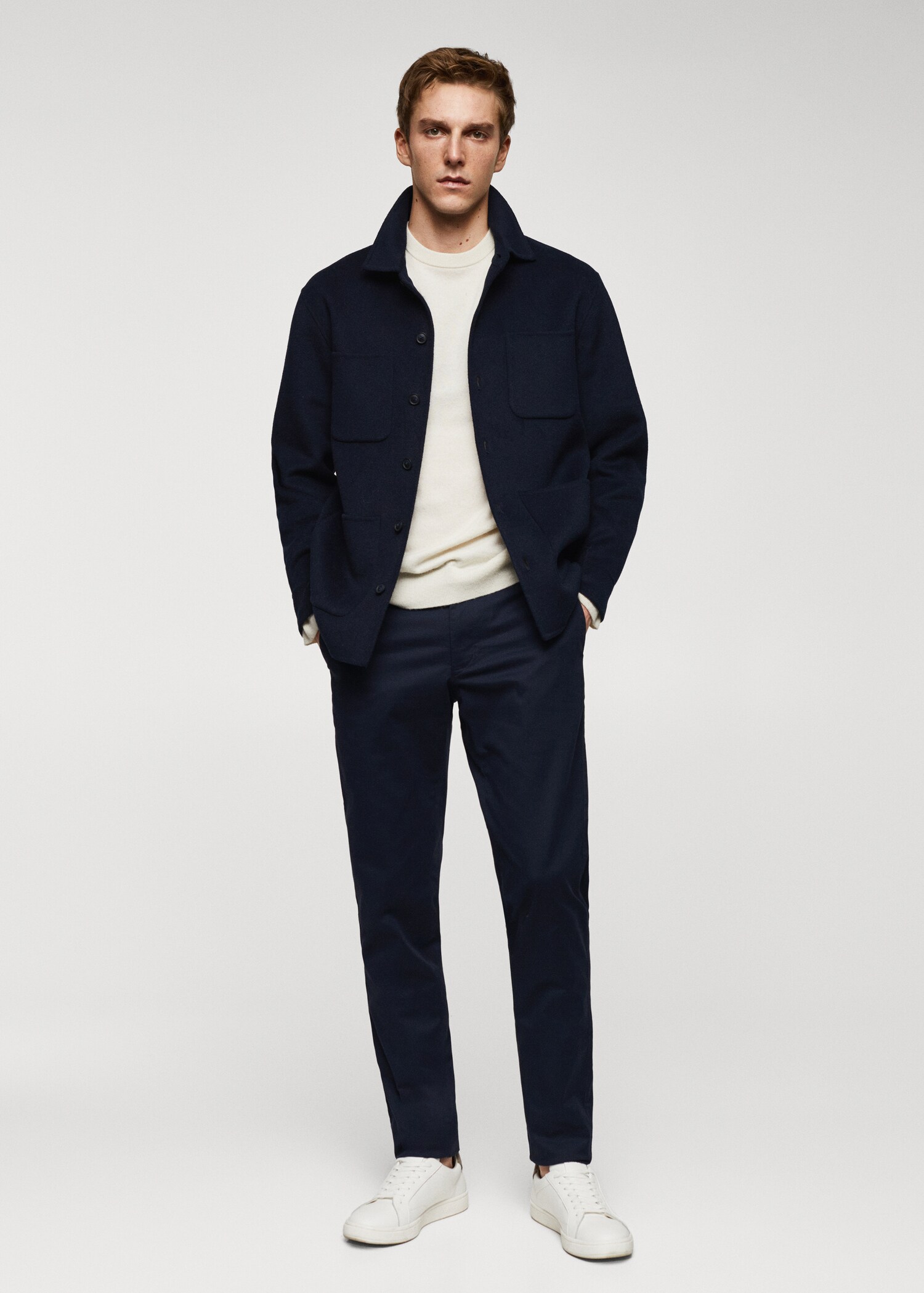 Slim fit serge chino trousers - General plane