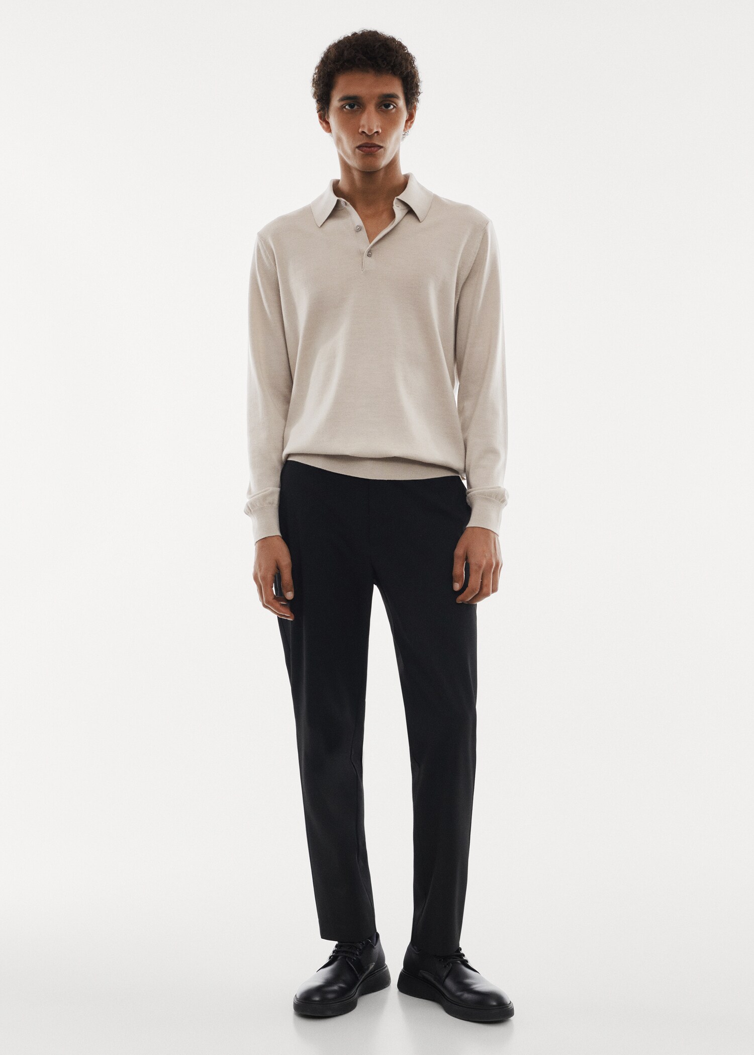 100% merino wool long- sleeved polo shirt - General plane