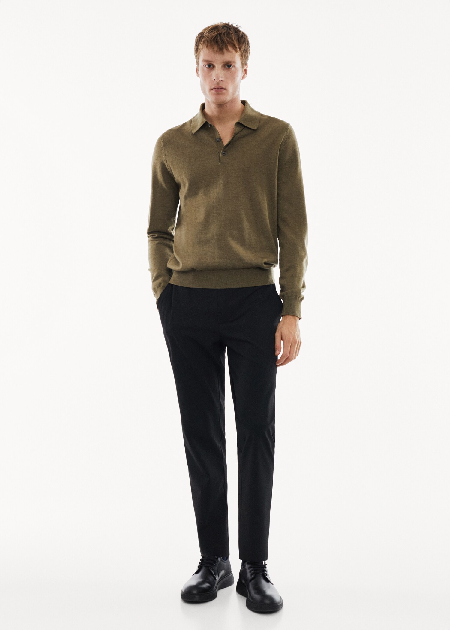 100% merino wool long- sleeved polo shirt - General plane