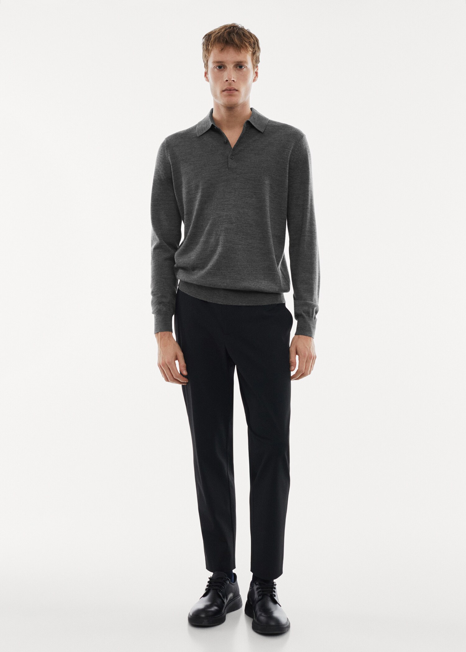 100% merino wool long- sleeved polo shirt - General plane