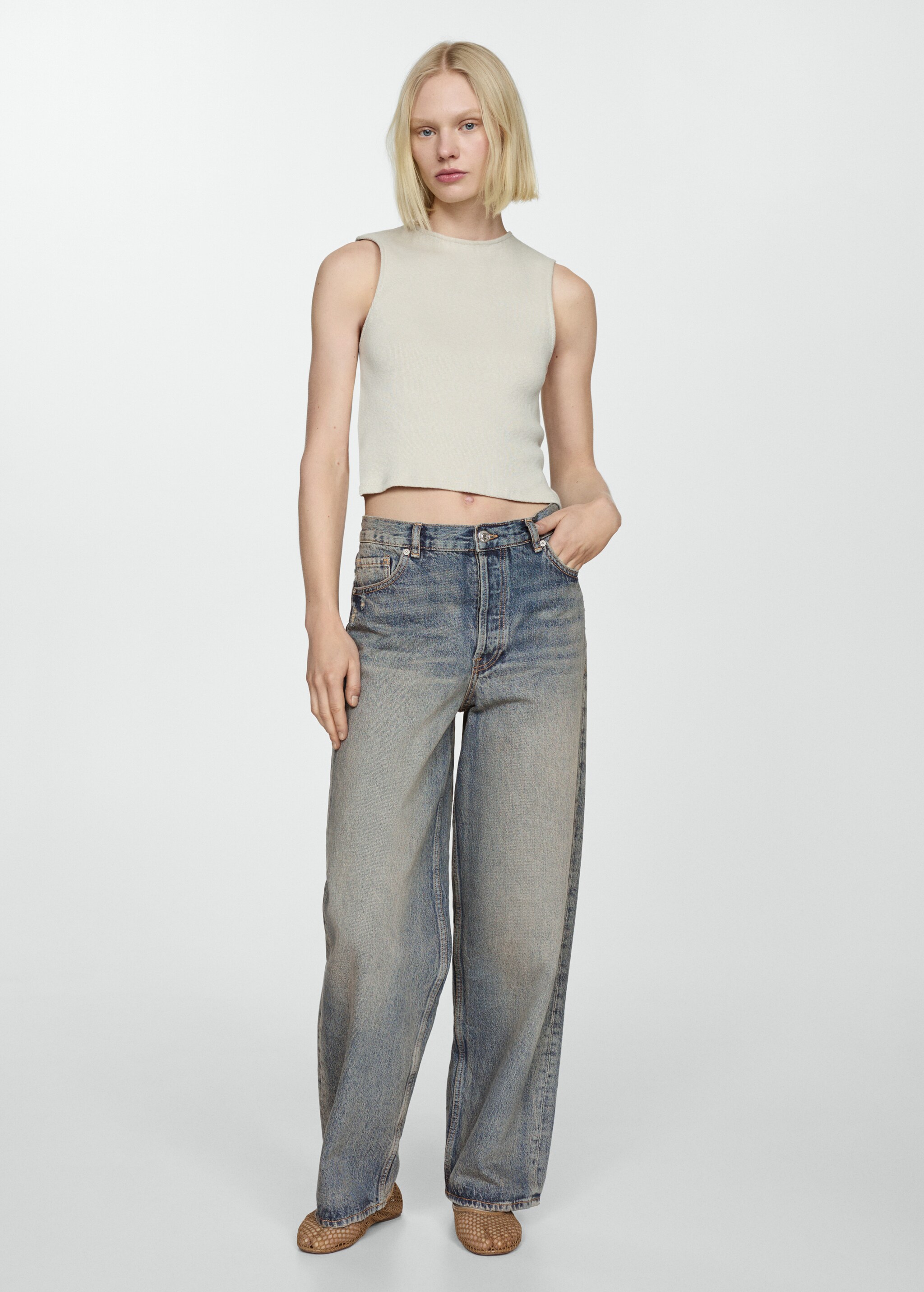 Orta bel wideleg jean pantolon - Genel plan