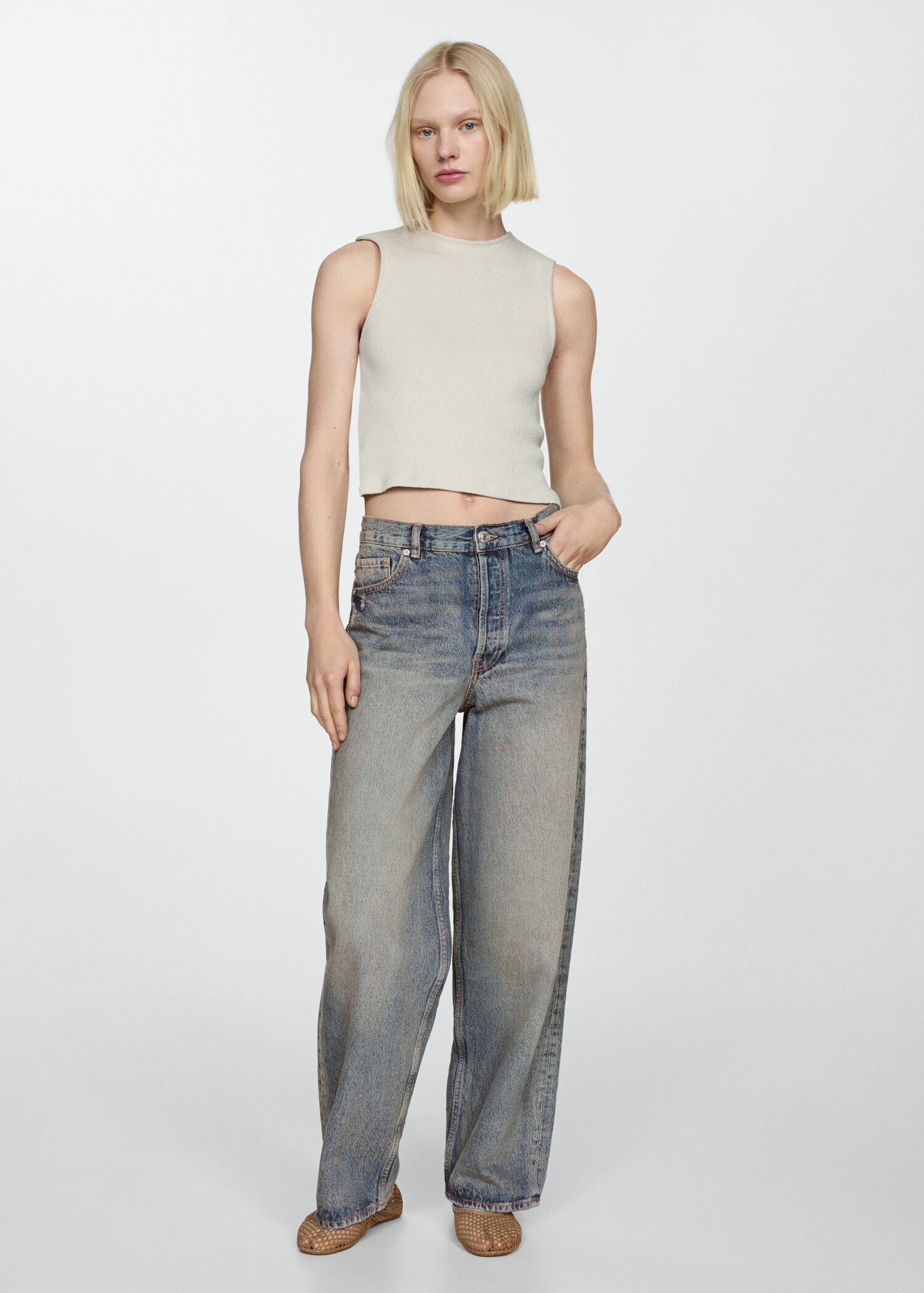 Loose mid-rise wideleg jeans - General plane