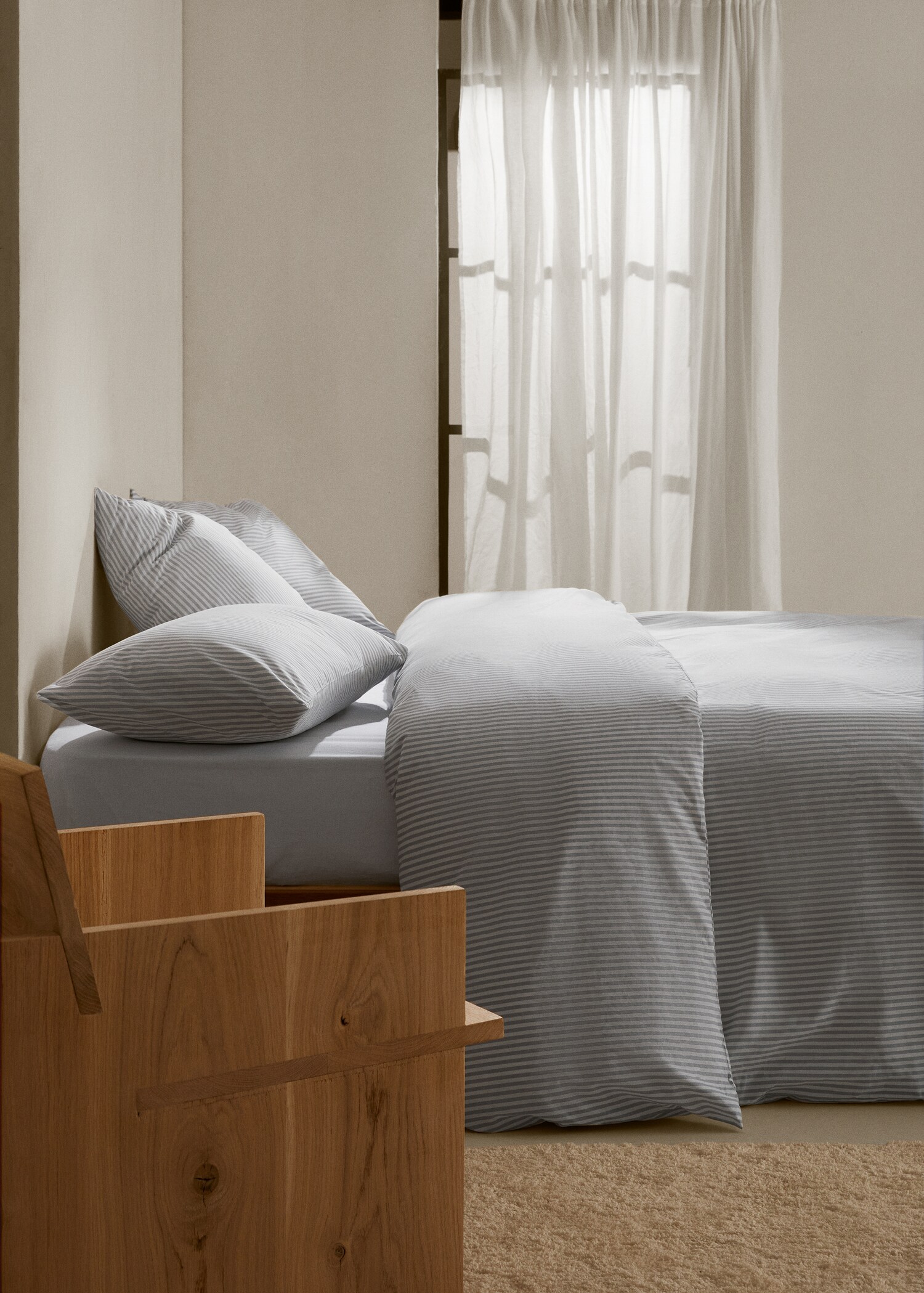 Funda nórdica algodón rayas Cama 150/160cm - Plano general