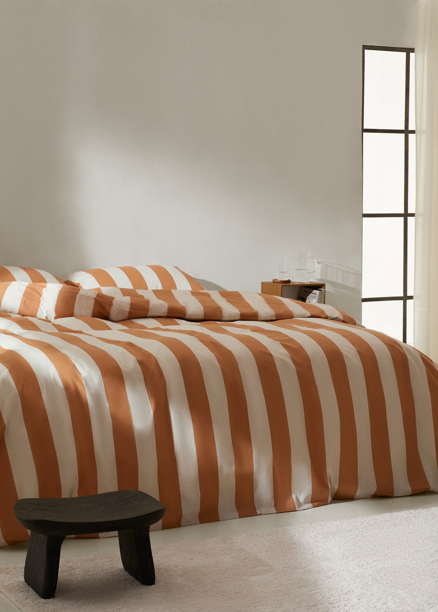 Funda nórdica algodón rayas contraste cama 90cm - Plano general