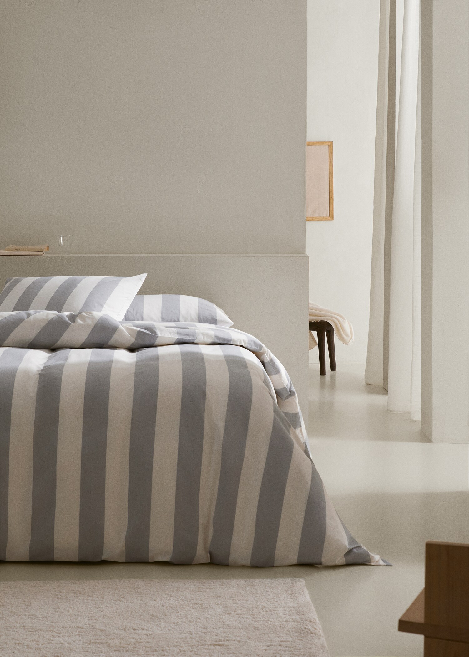 Funda nórdica algodón rayas contraste cama 90cm - Plano general