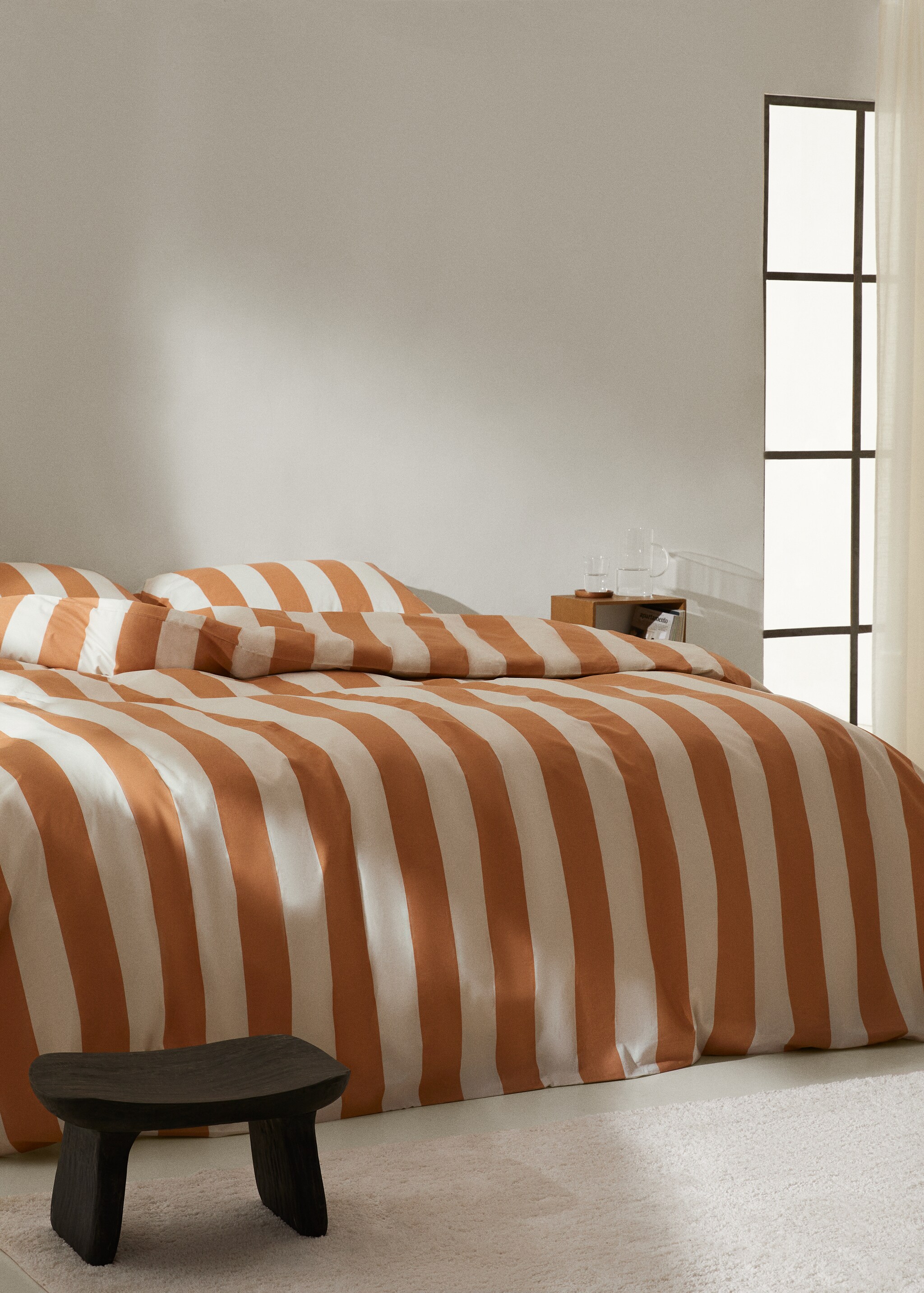 Bettbezug aus Baumwolle mit Kontraststreifen für 150 cm Bett - Allgemeine Ansicht