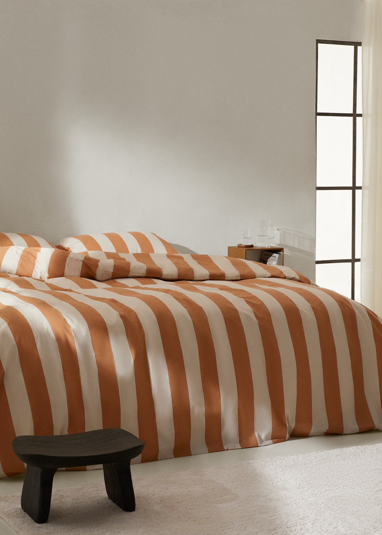 Funda nórdica algodón rayas contraste cama 180cm - Plano general