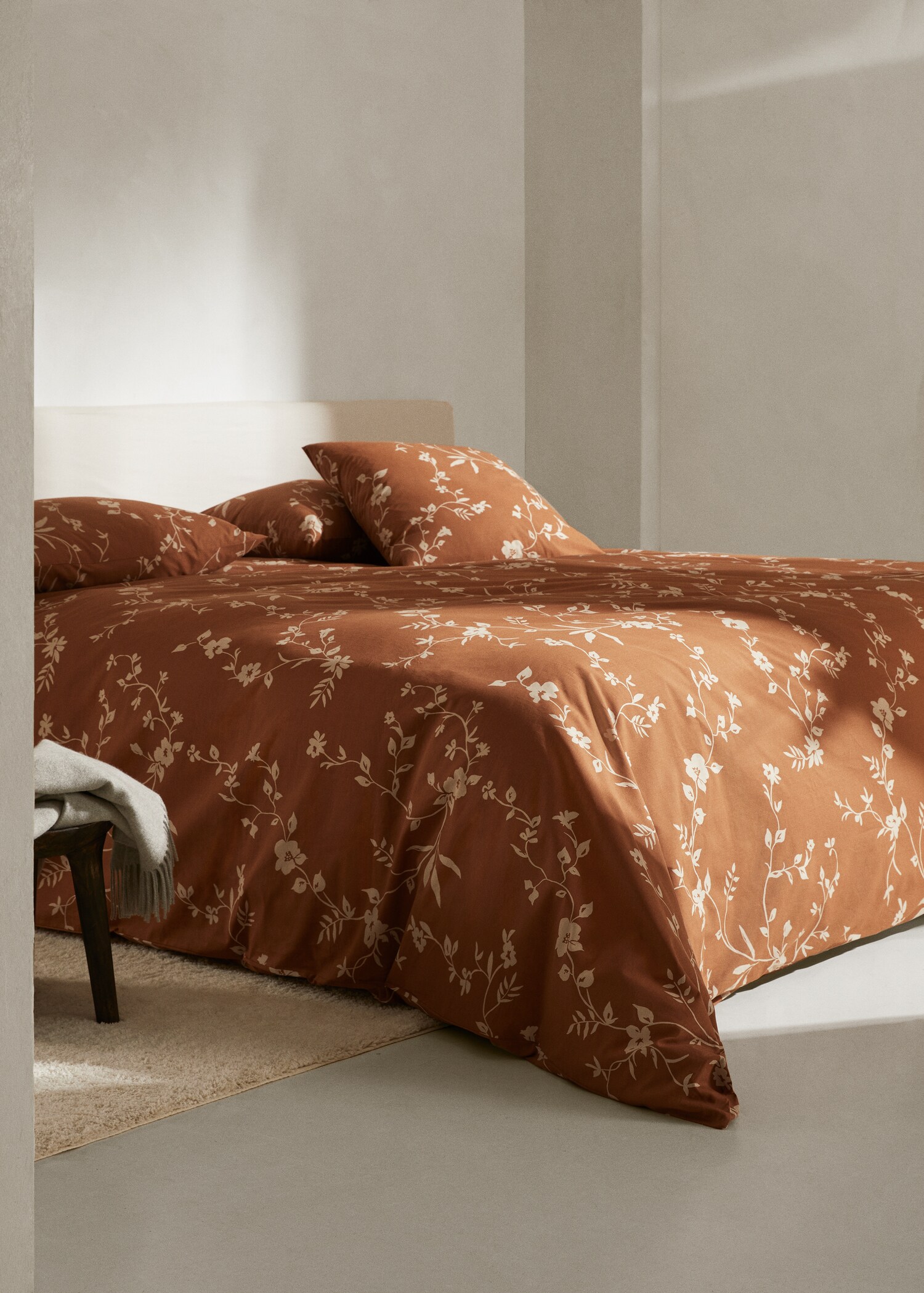 Funda nórdica flores terracota cama 135cm - Plano general